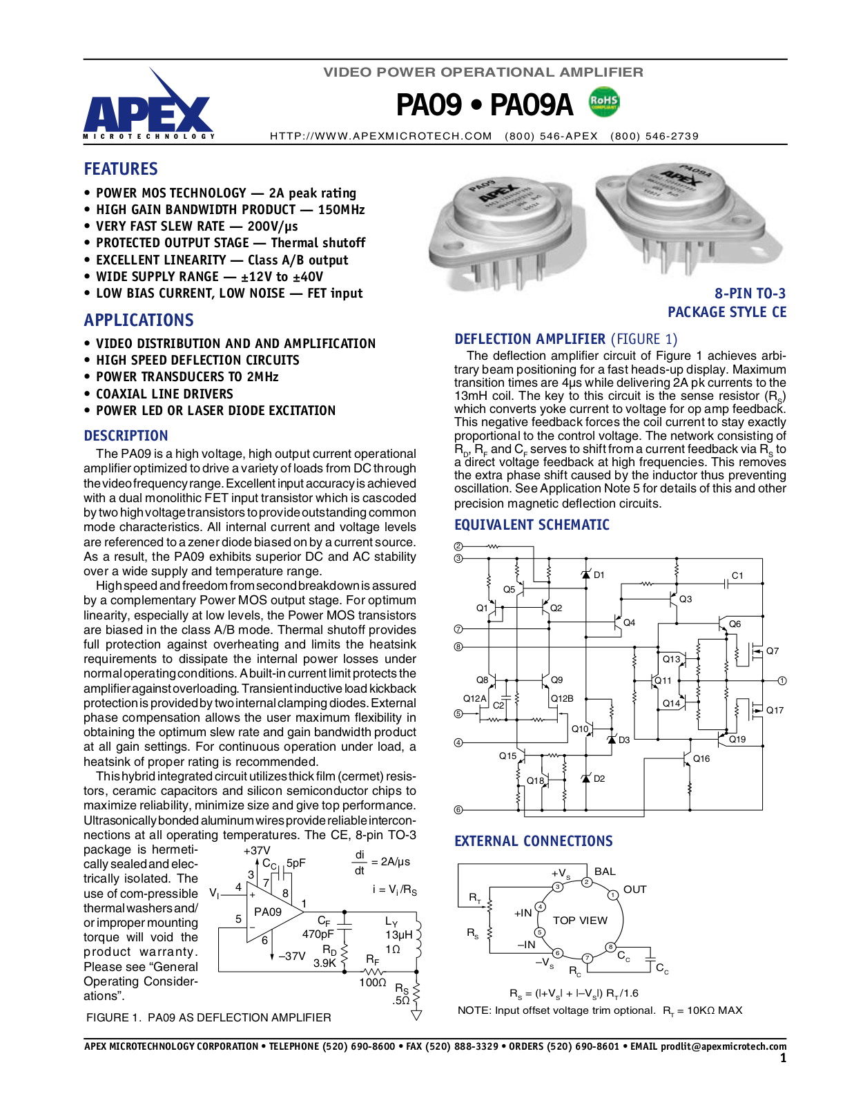 Apex Microtechnology PA09, PA09A User Manual