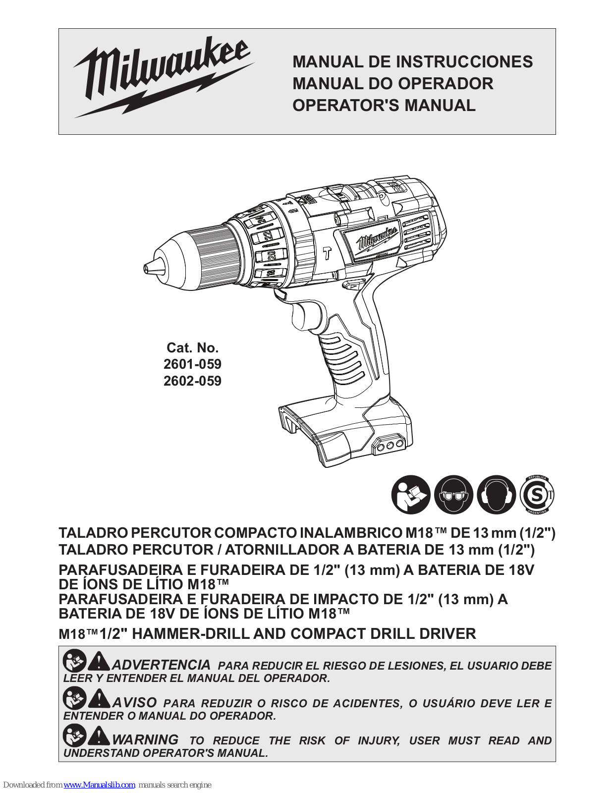 Milwaukee 2601-059, 2602-059 Operator's Manual