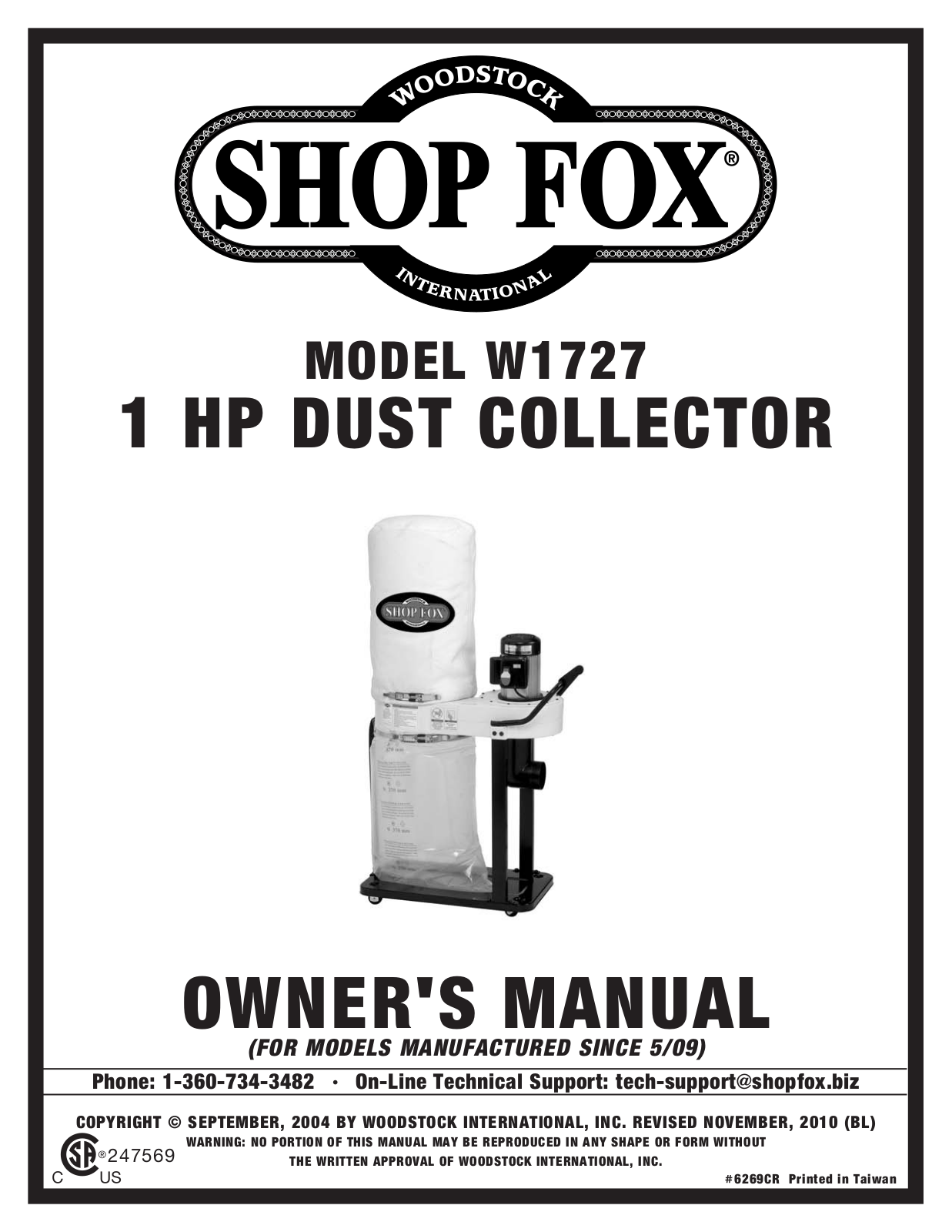 Shop fox W1727 User Manual