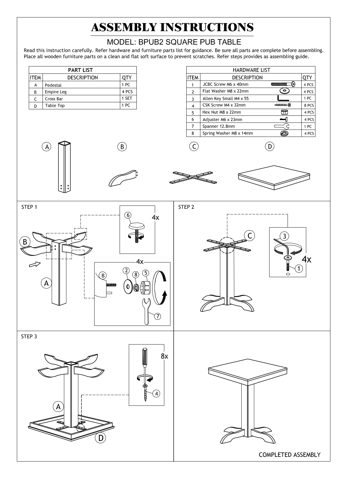 RAM Game Room BPUB2 Assembly Instructions - ManualMachine.com