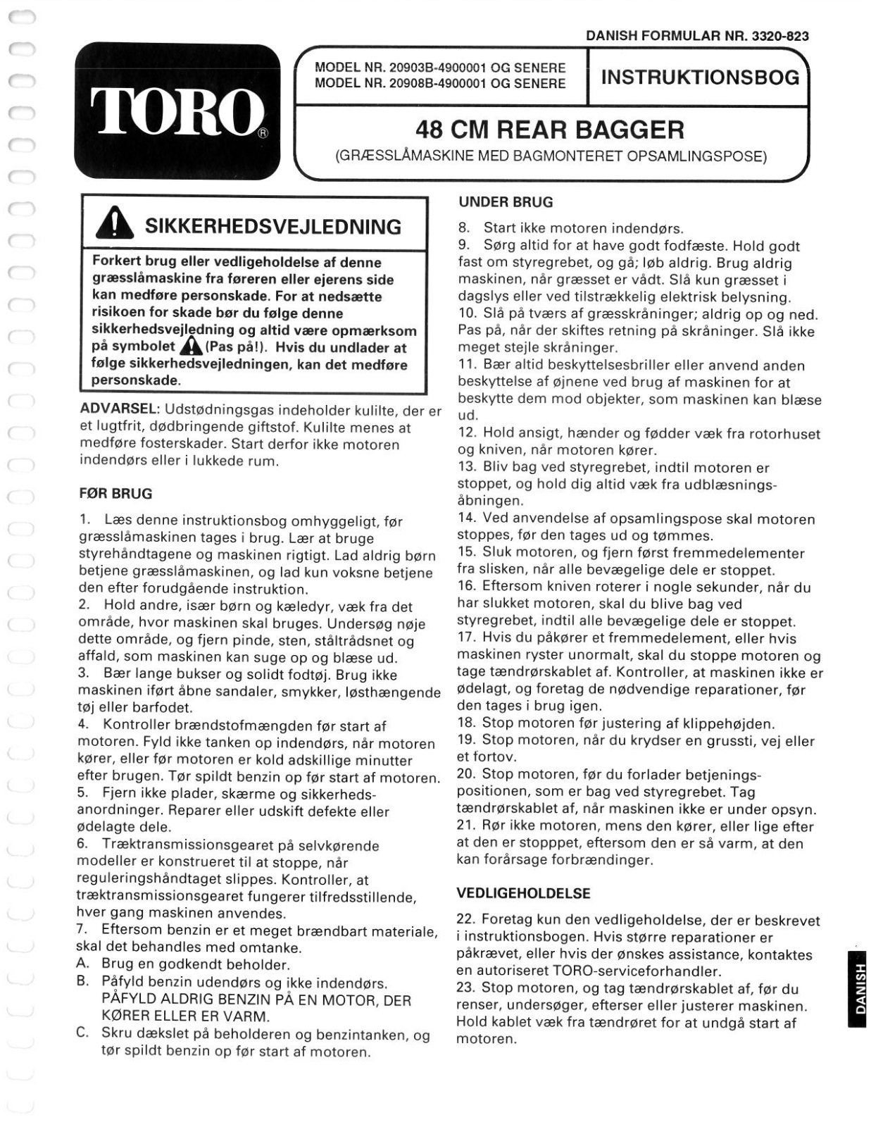 Toro 20903B Operator's Manual