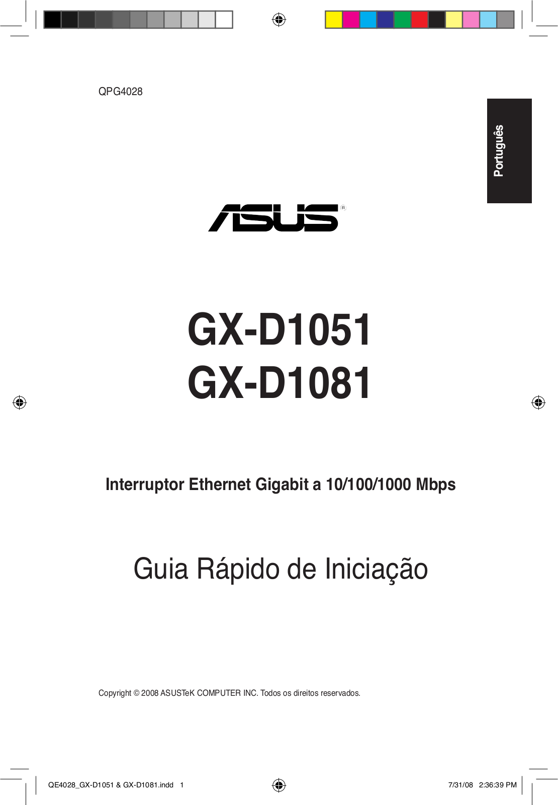 Asus GX-D1081 QUICK START GUIDE