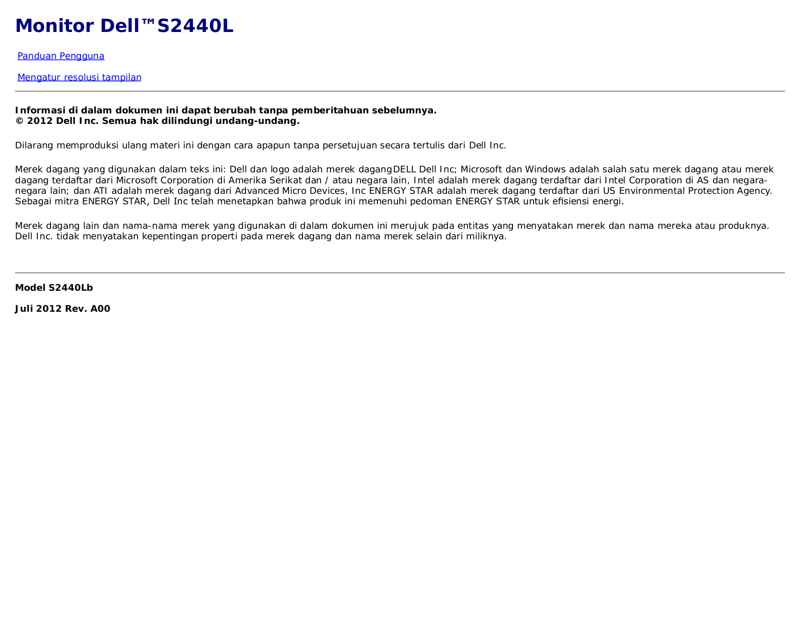 Dell S2440L User Manual