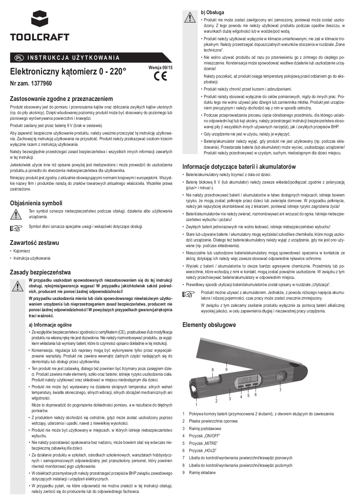 TOOLCRAFT 1377960 Instructions