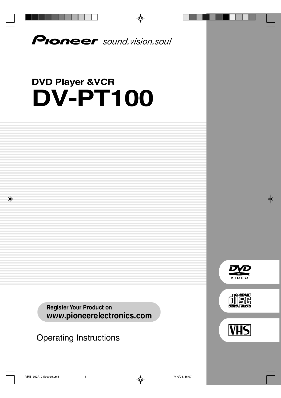 Pioneer DV-PT100 User Manual