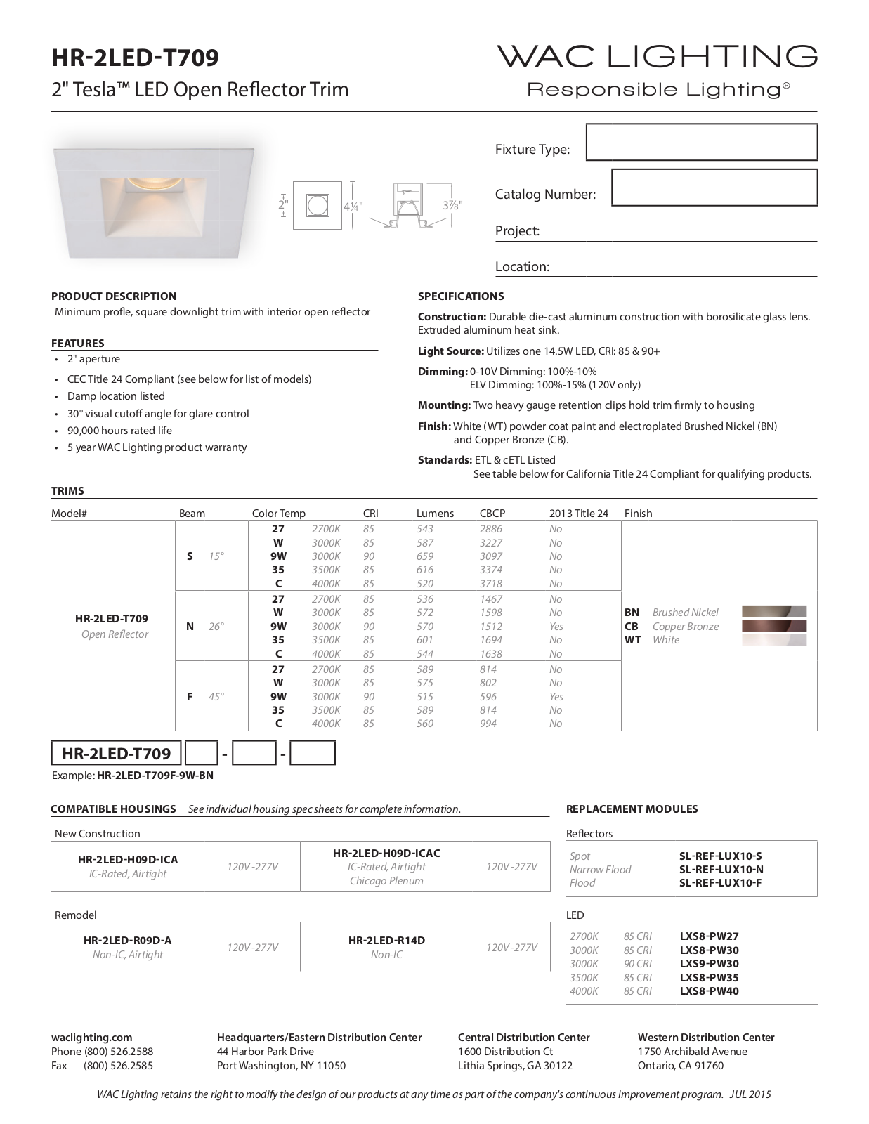 WAC Lighting WAC7596, WAC6996 Specifications - ManualMachine.com