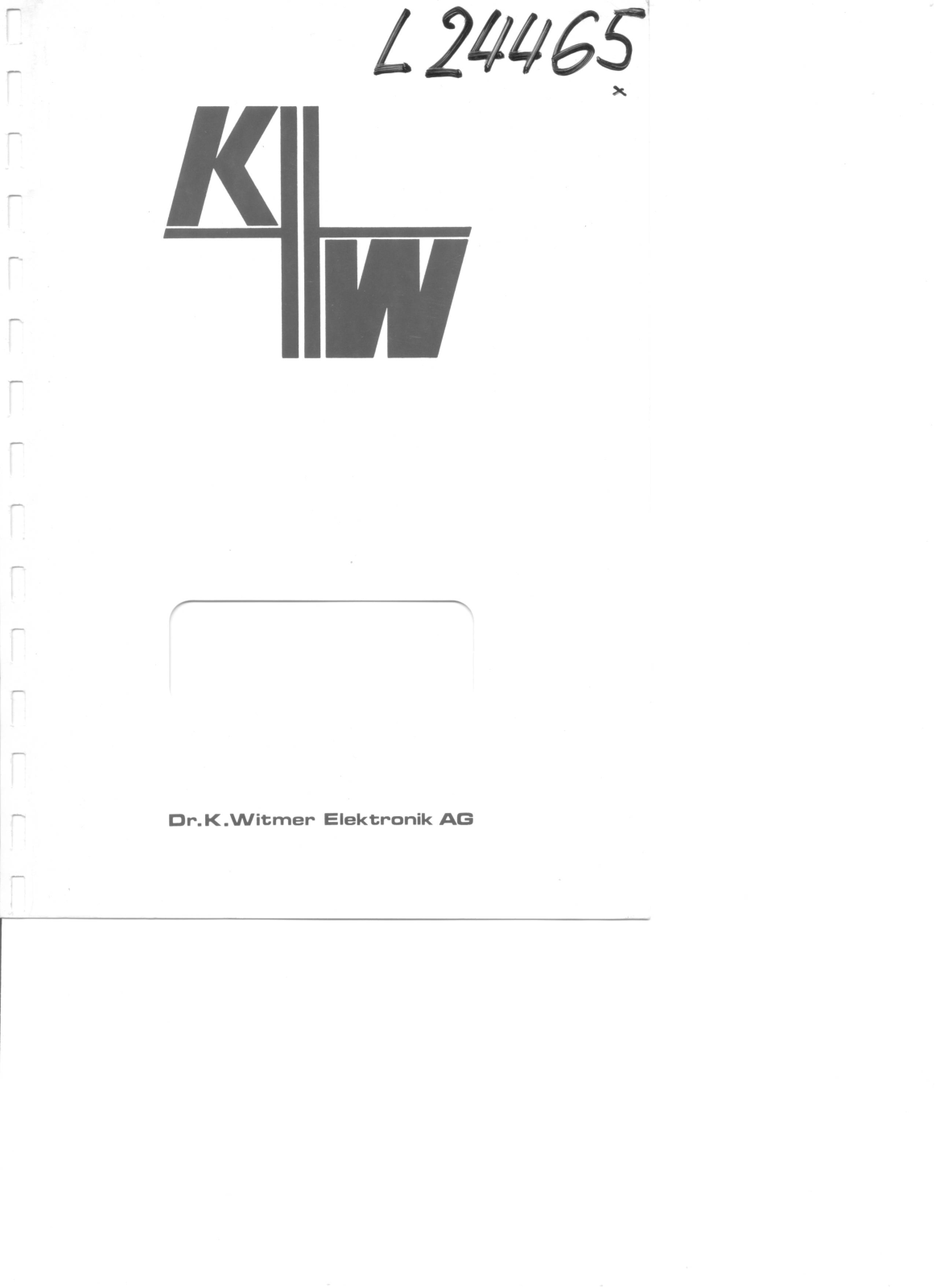 Dr. K. Witmer Elektronik AG IC Triple Z Service manual