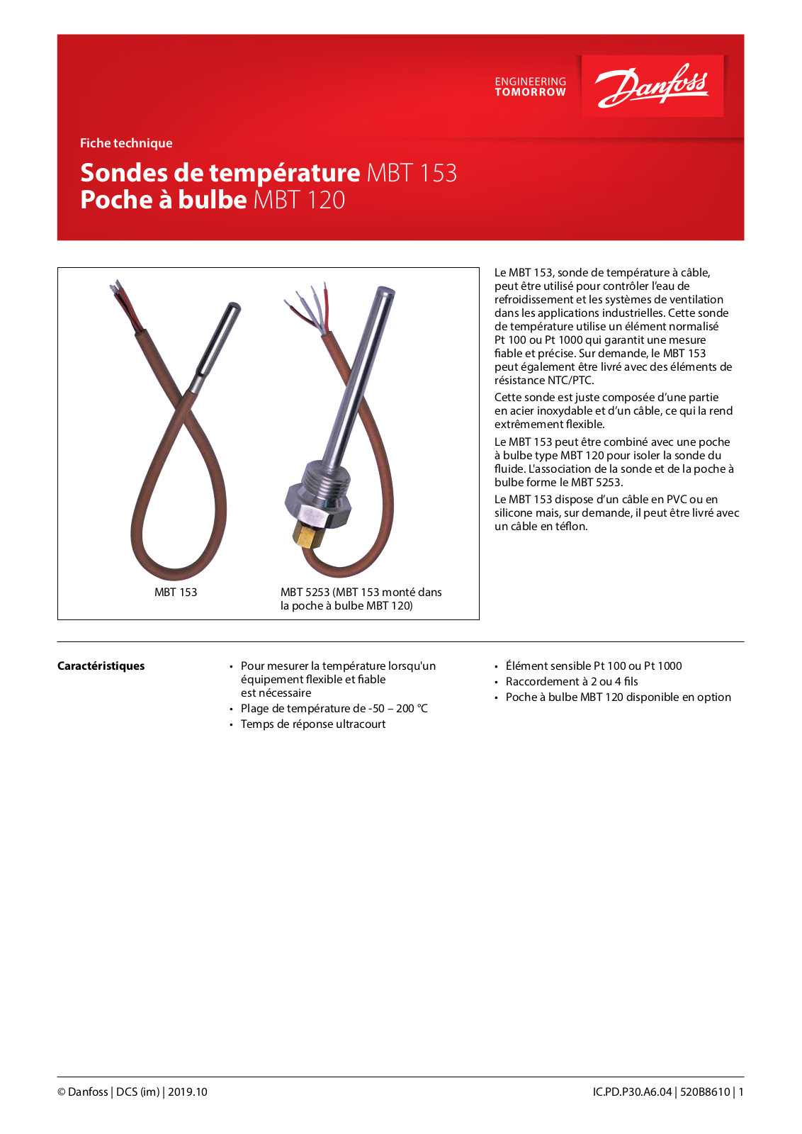 Danfoss MBT 153, MBT 120 Data sheet