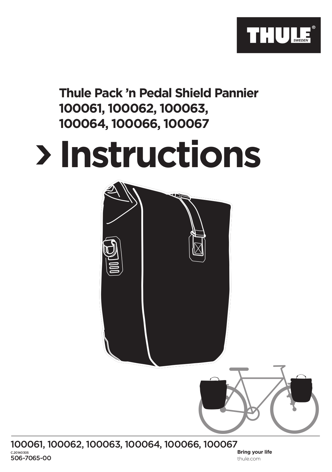 Thule Pack ’n Pedal 100061, Pack ’n Pedal 100064, Pack ’n Pedal 100063, Pack ’n Pedal 100062, Pack ’n Pedal 100066 Instructions Manual