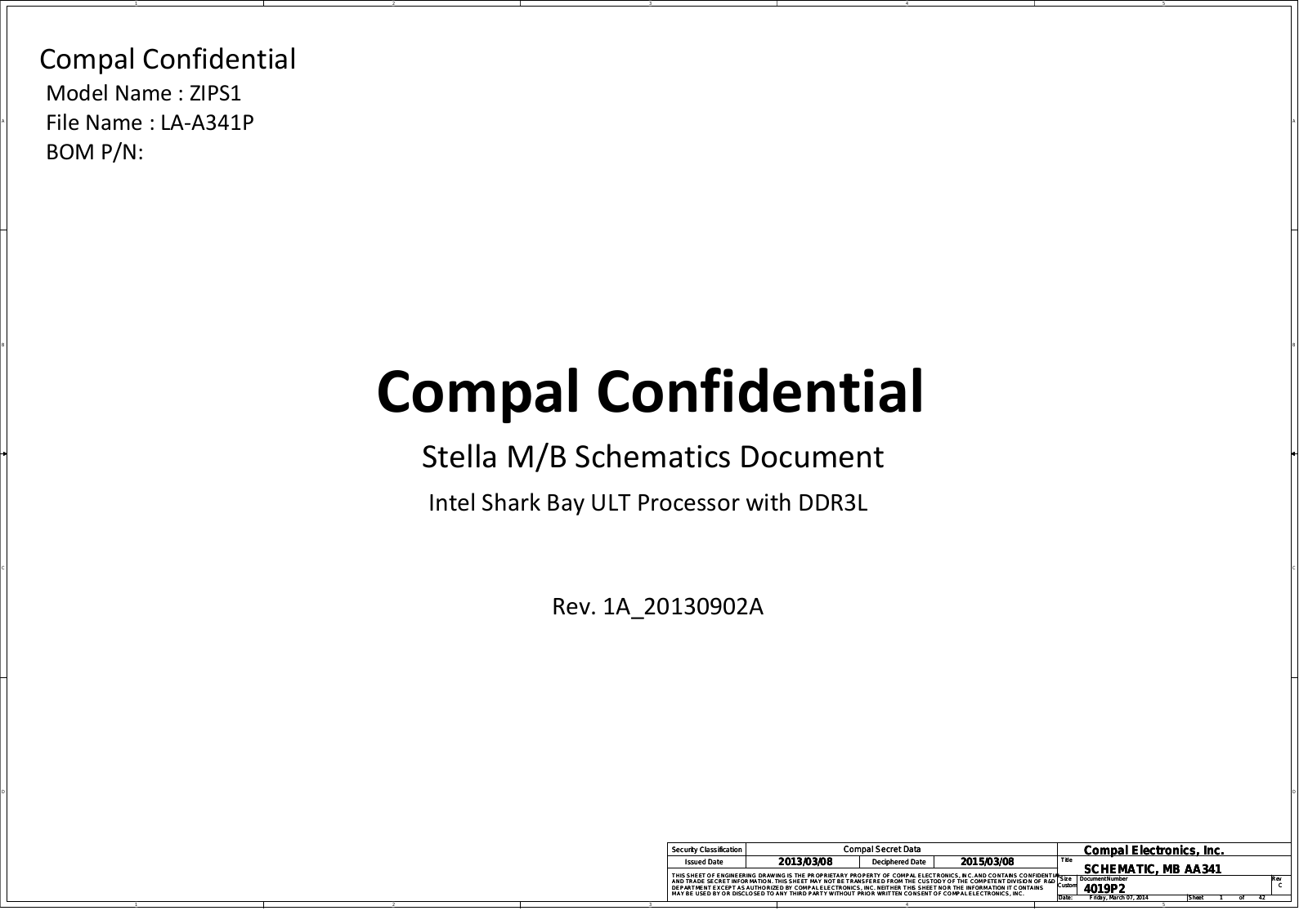 Compal LA-A341P ZIPS1, ThinkPad Yoga S1 Schematic