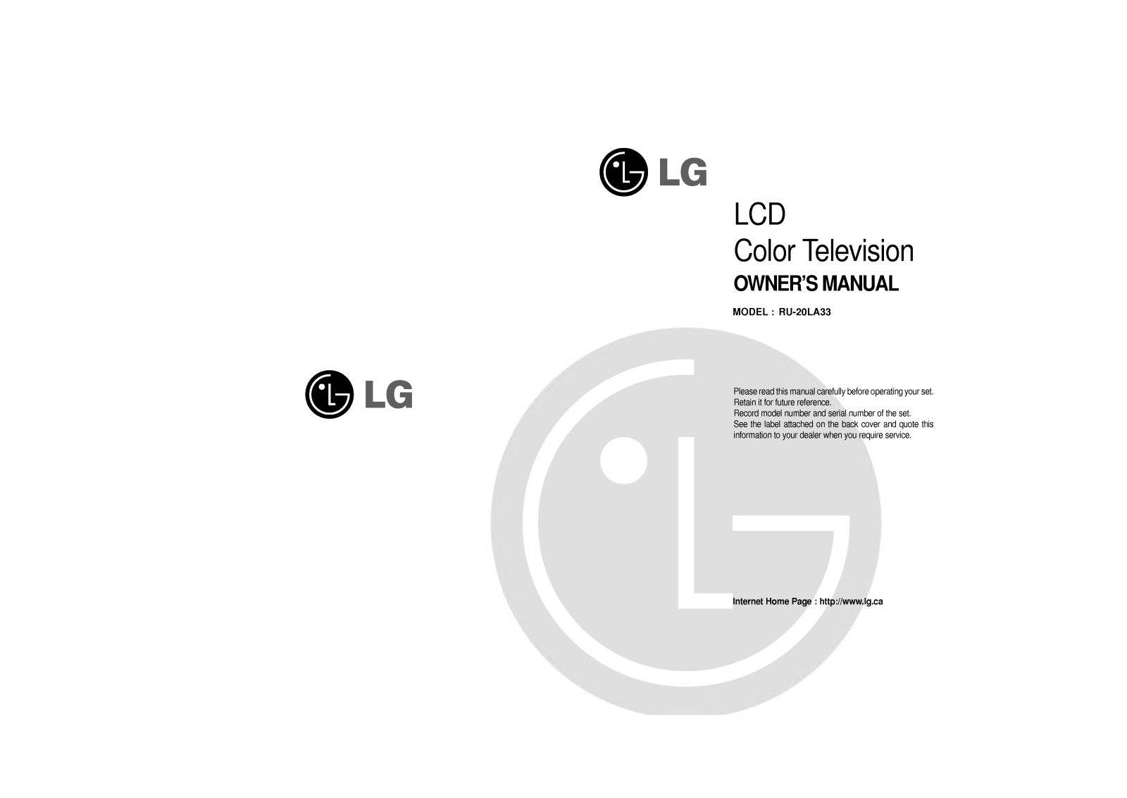 LG RU-20LA33 User Manual