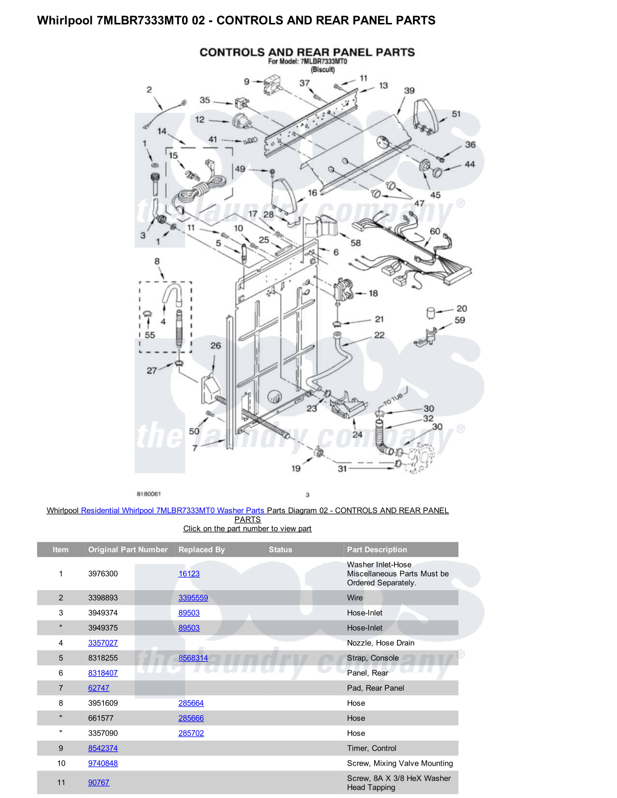 Whirlpool 7MLBR7333MT0 Parts Diagram