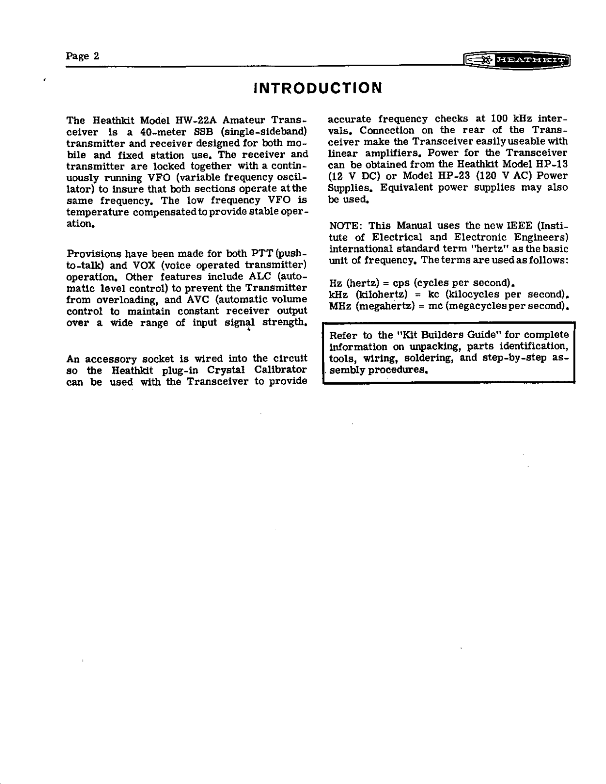 HEATHKIT HW-22a User Manual (PAGE 02)