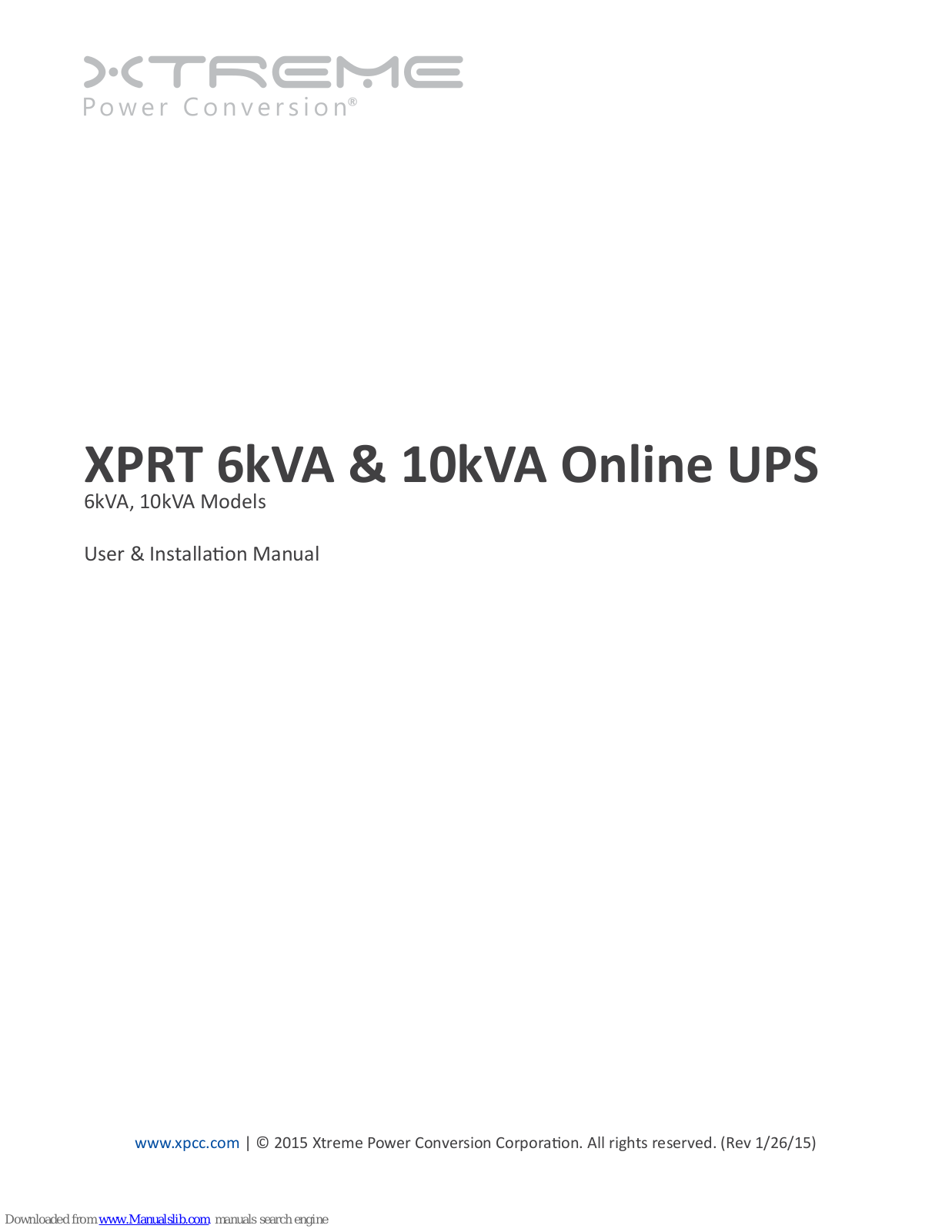 Xtreme Power Conversion XPRT-6000, XPRT-10000 User & Installation Manual - ManualMachine.com