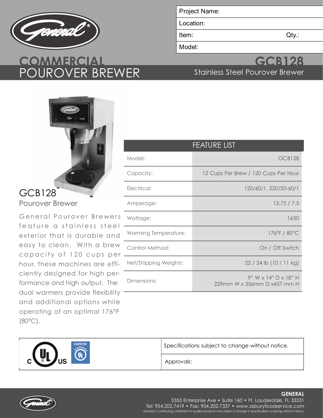 General GCB 128 Specifications