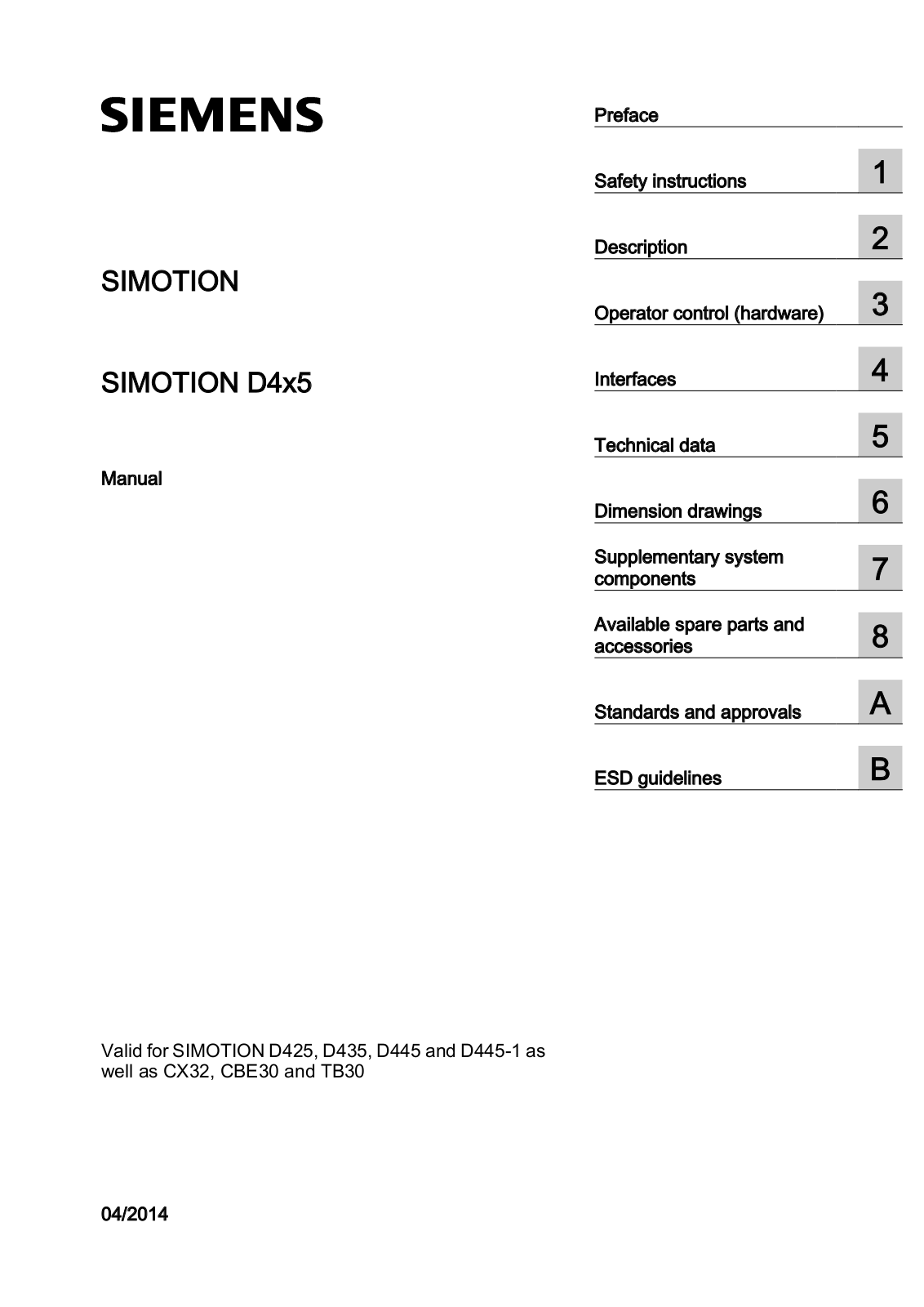 Siemens SIMOTION D4x5, SIMOTION D425, SIMOTION D445, SIMOTION D435, SIMOTION D445-1 Series Manual