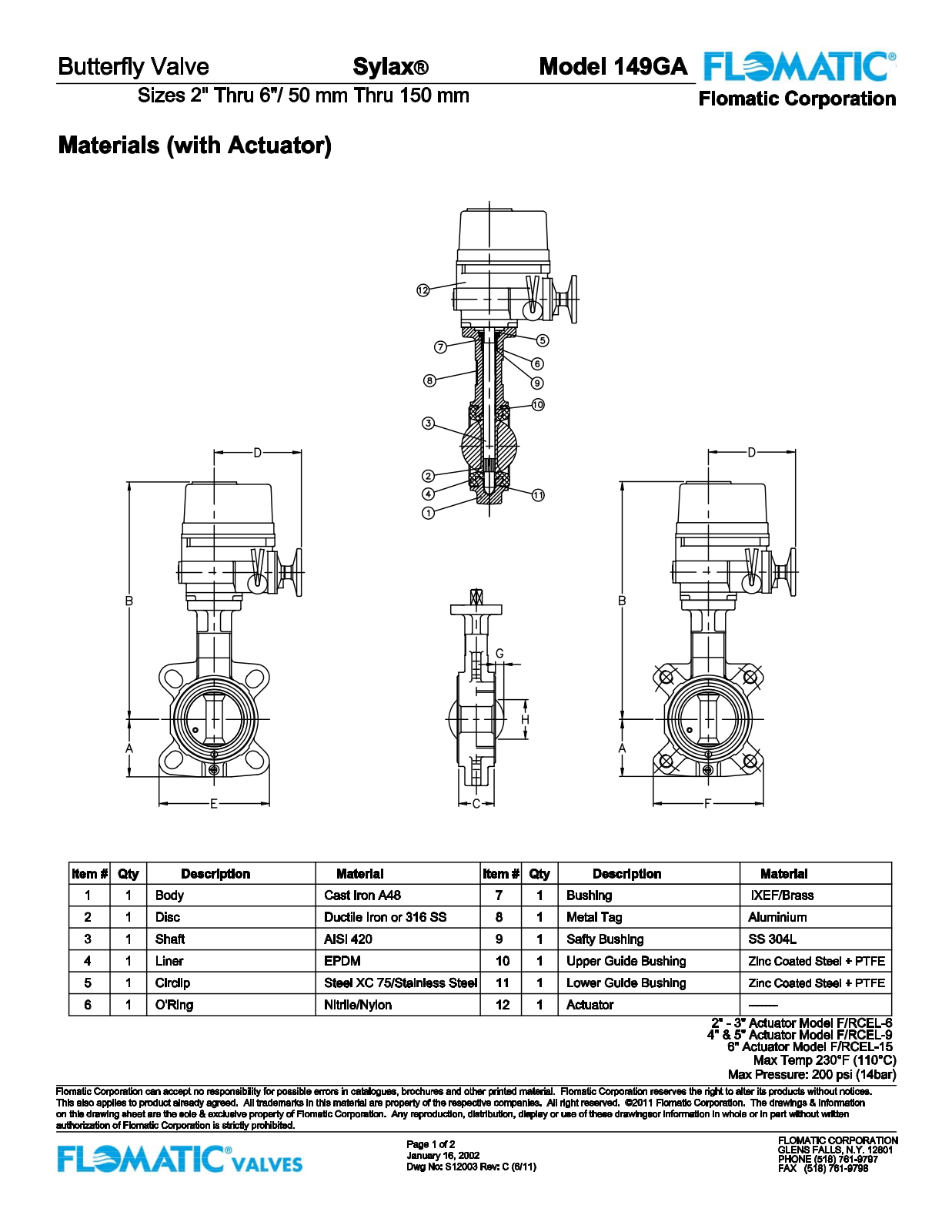 Flomatic 149GA Parts List