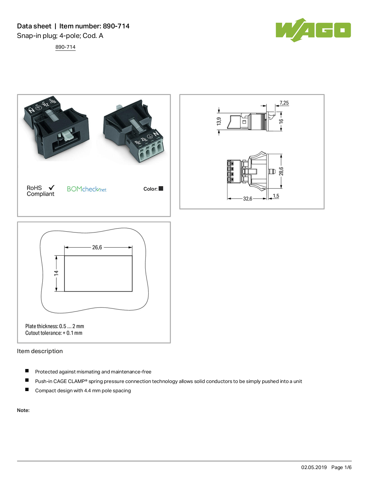 Wago 890-714 Data Sheet