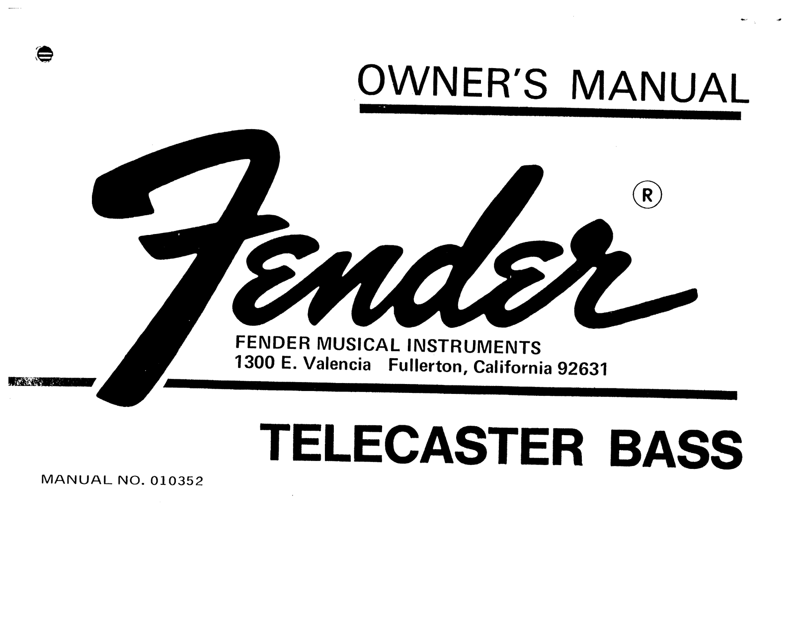 Fender Telecaster-Bass Operation Manual