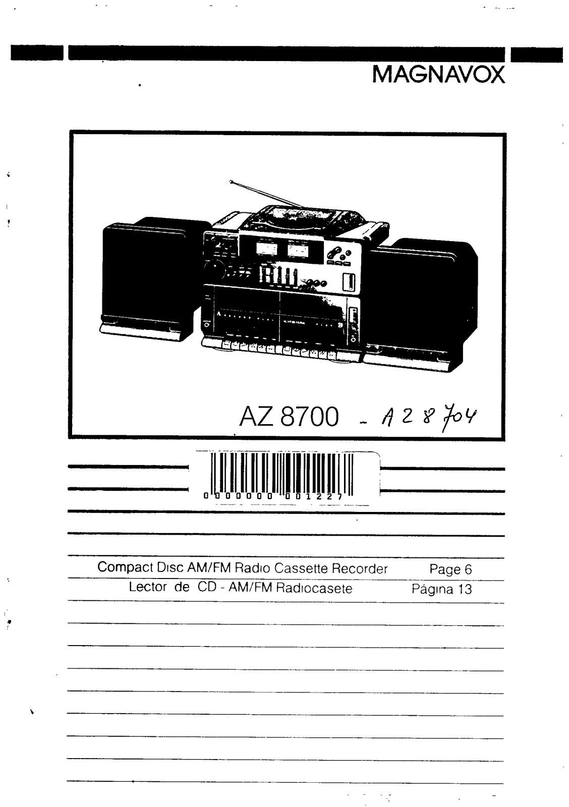 Philips AZ8704 User Manual