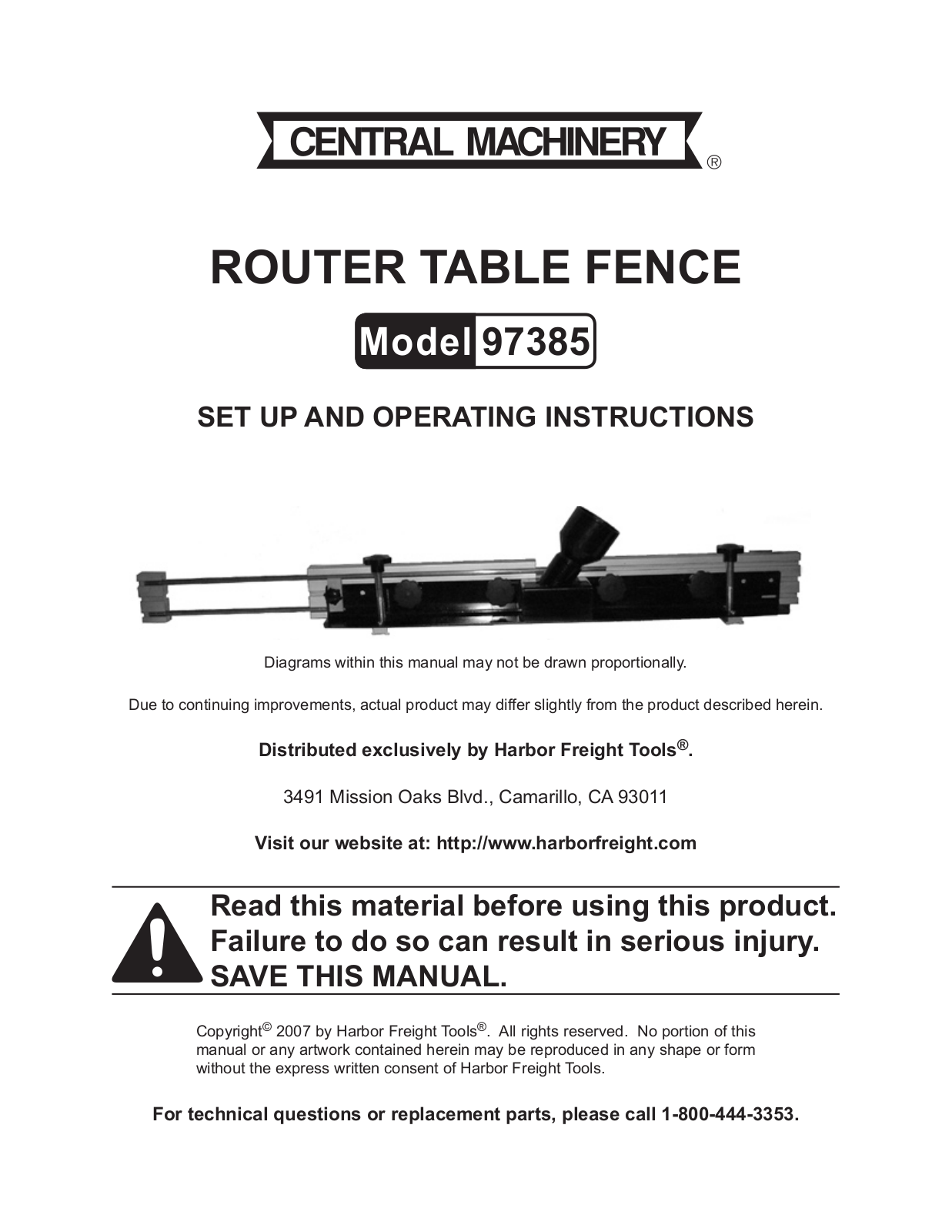 Harbor Freight Tools 97385 User Manual