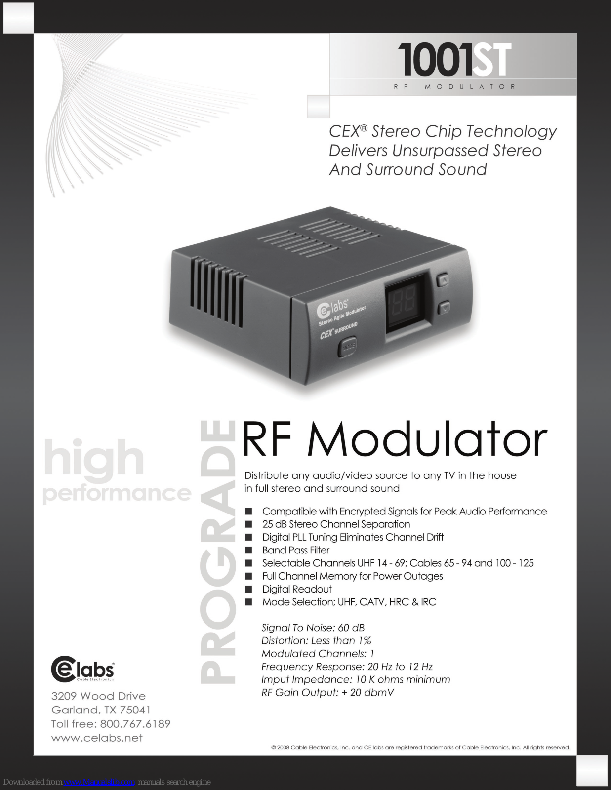 CE Labs 1001ST Specifications