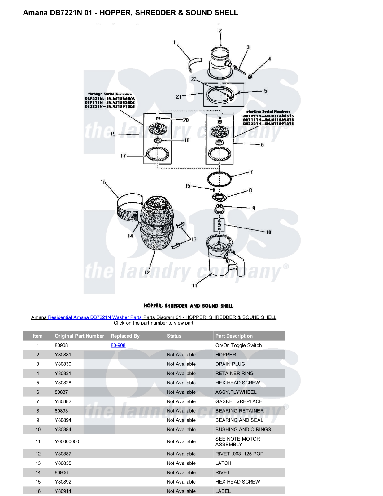 Amana DB7221N Parts Diagram