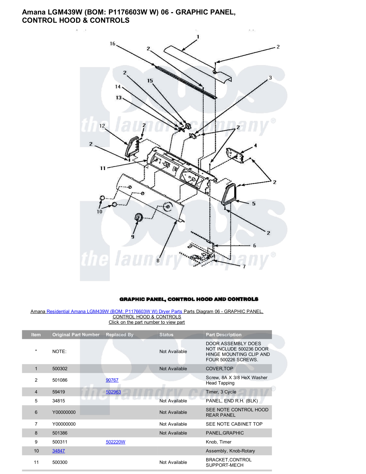 Amana LGM439W Parts Diagram