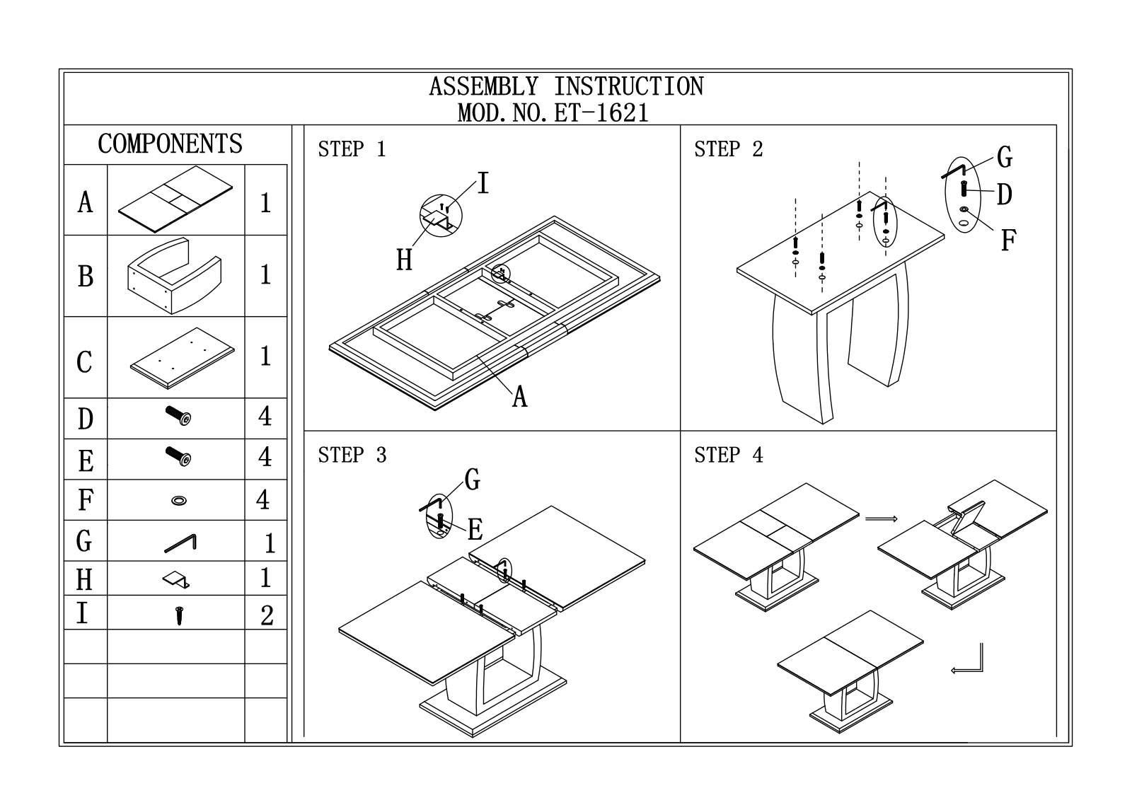 Stool Group ET-1621 ASSEMBLY INSTRUCTIONS