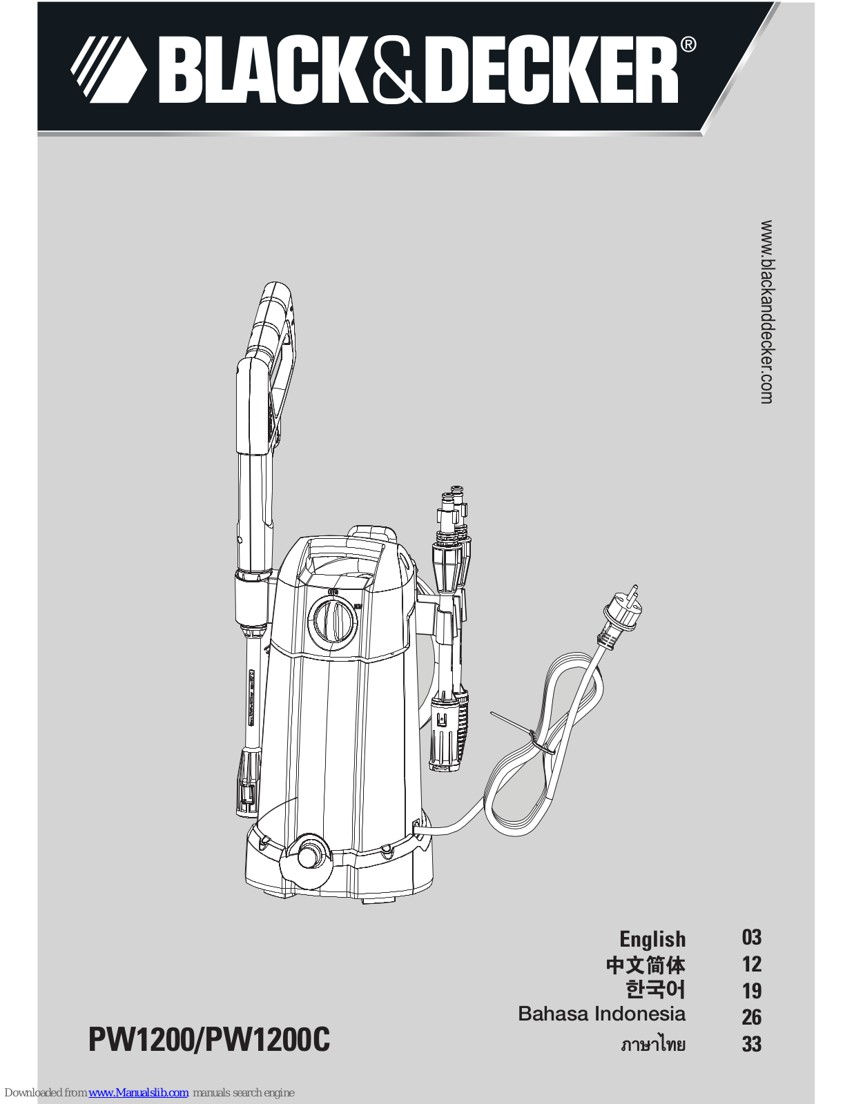 Black & Decker PW1200, PW1200C User Manual