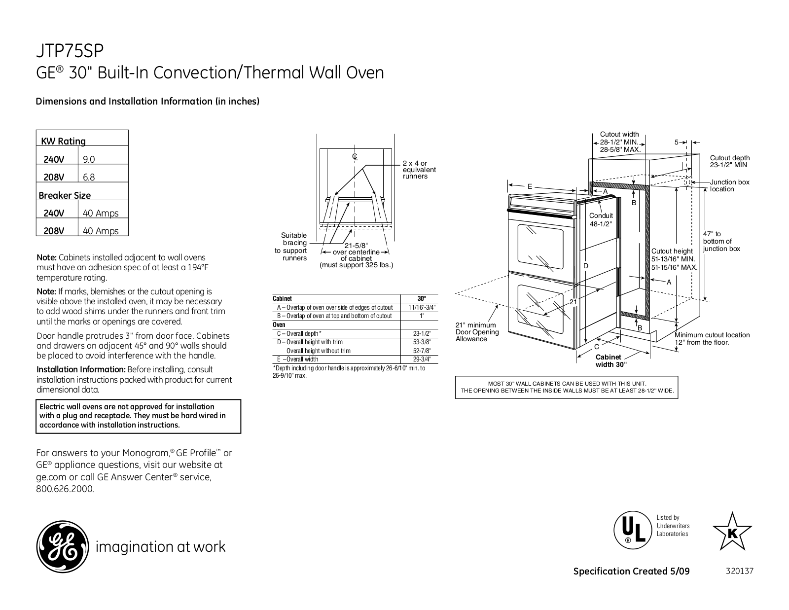 General Electric JTP75SPSS User Manual