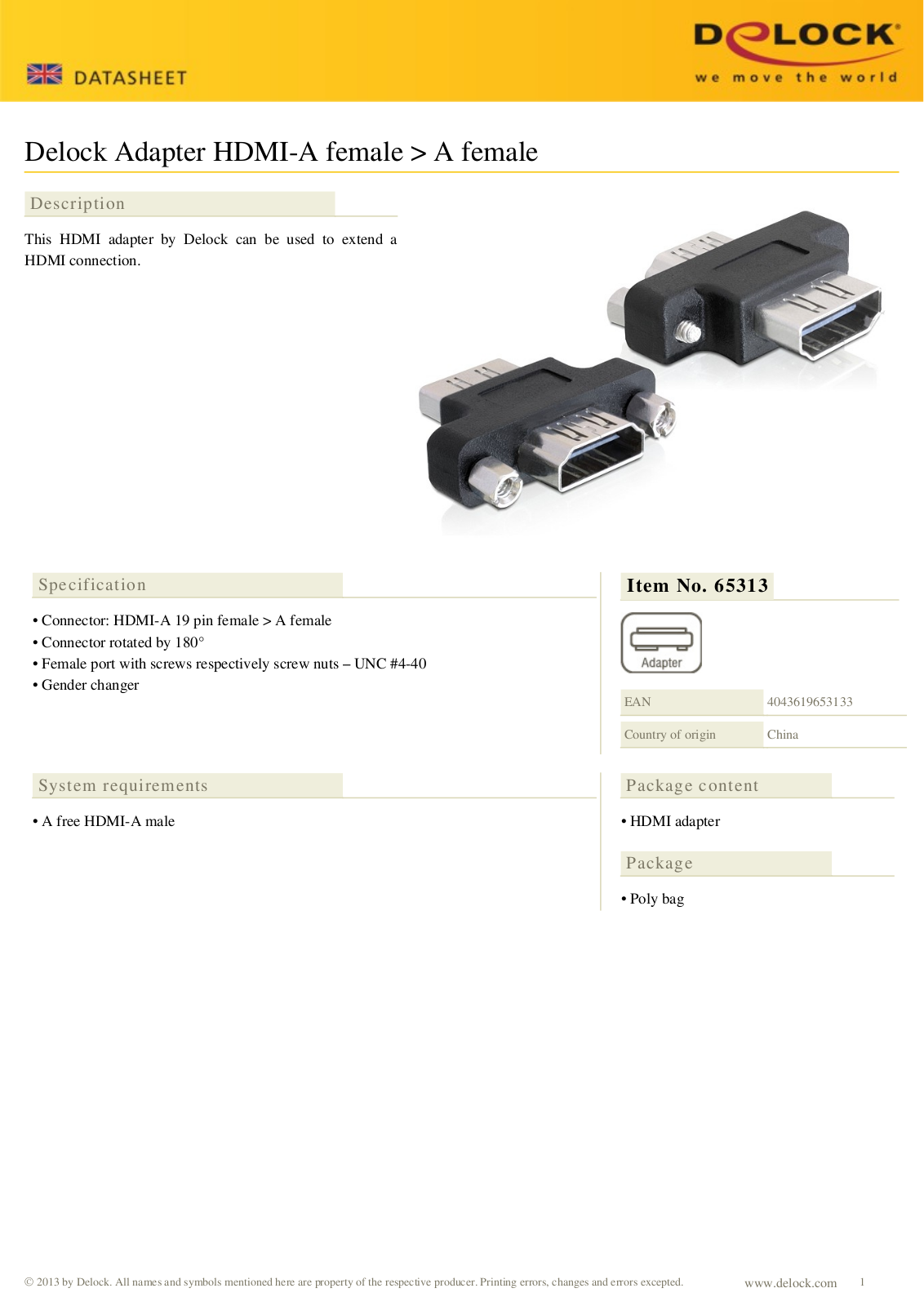 DeLOCK 65313 User Manual