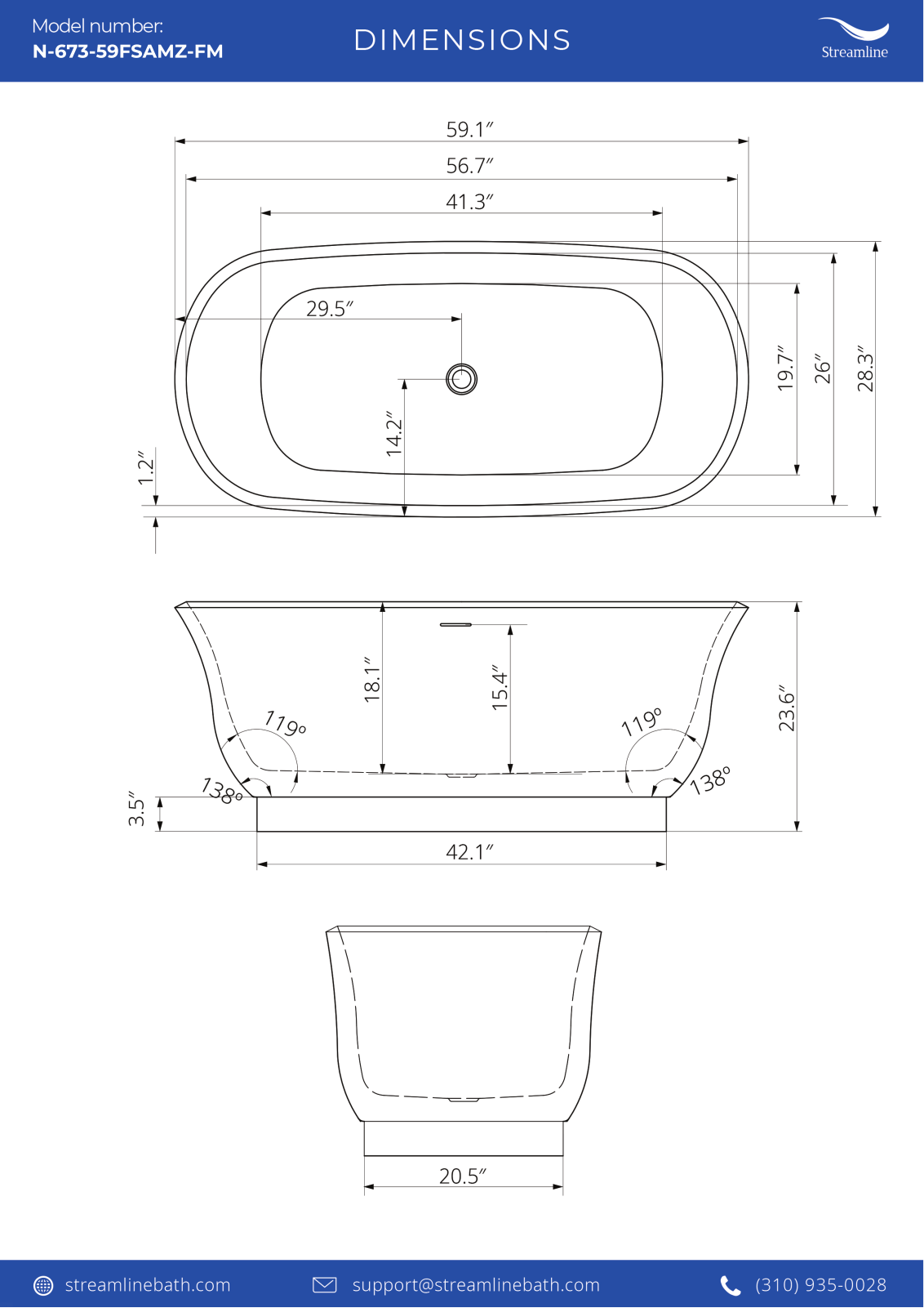 Streamline Bath SLBH6547 Dimensions - ManualMachine.com