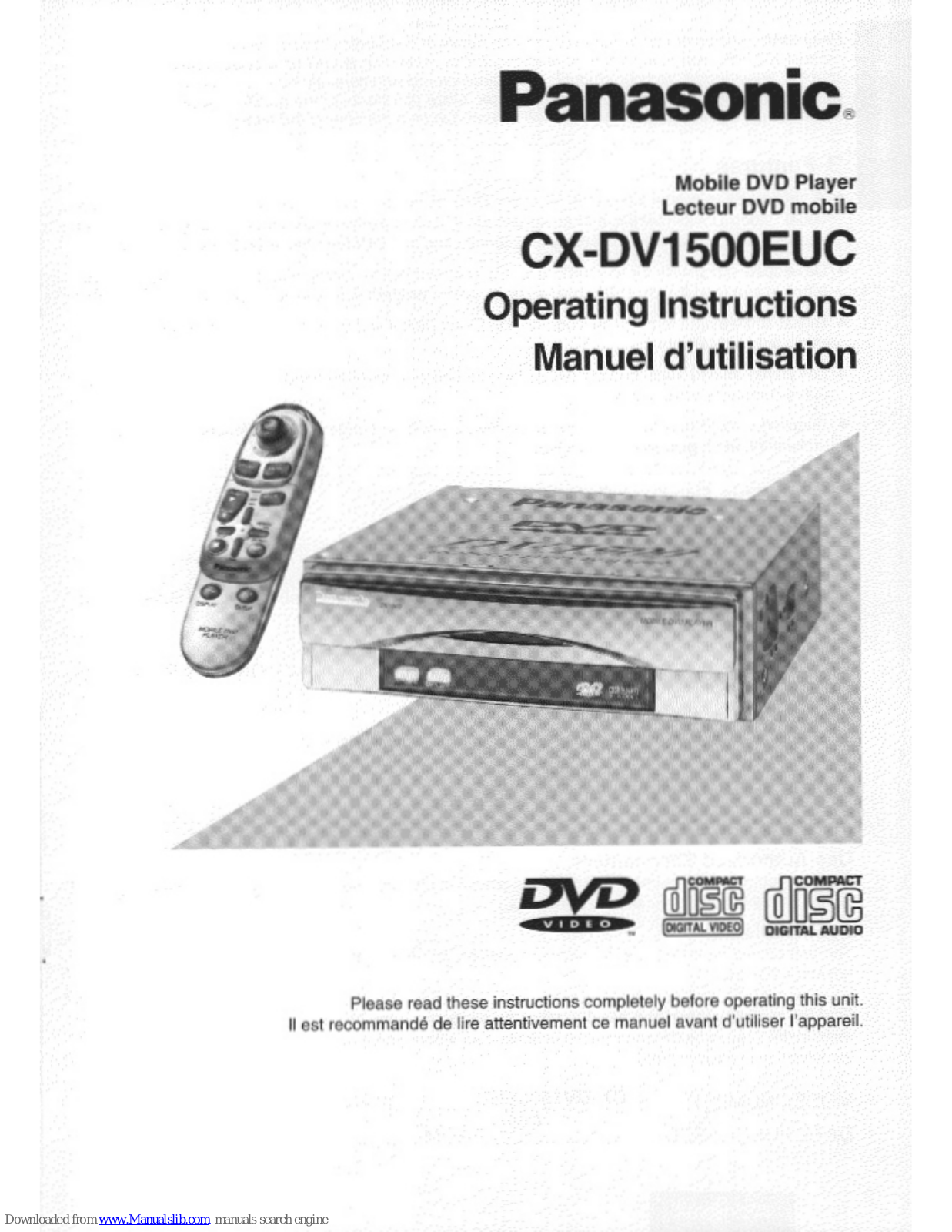 Panasonic CX-DV1500, CX-DV1500EUC Operating Manual