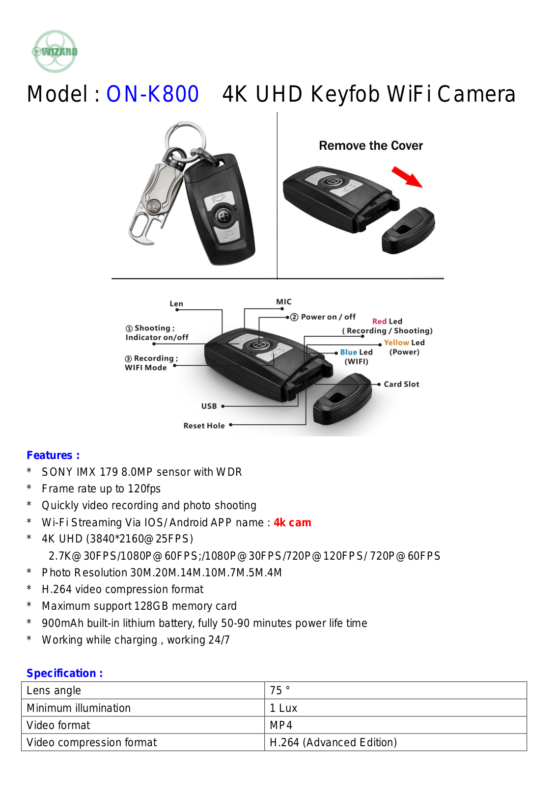 Wizard ON-K800 User Manual