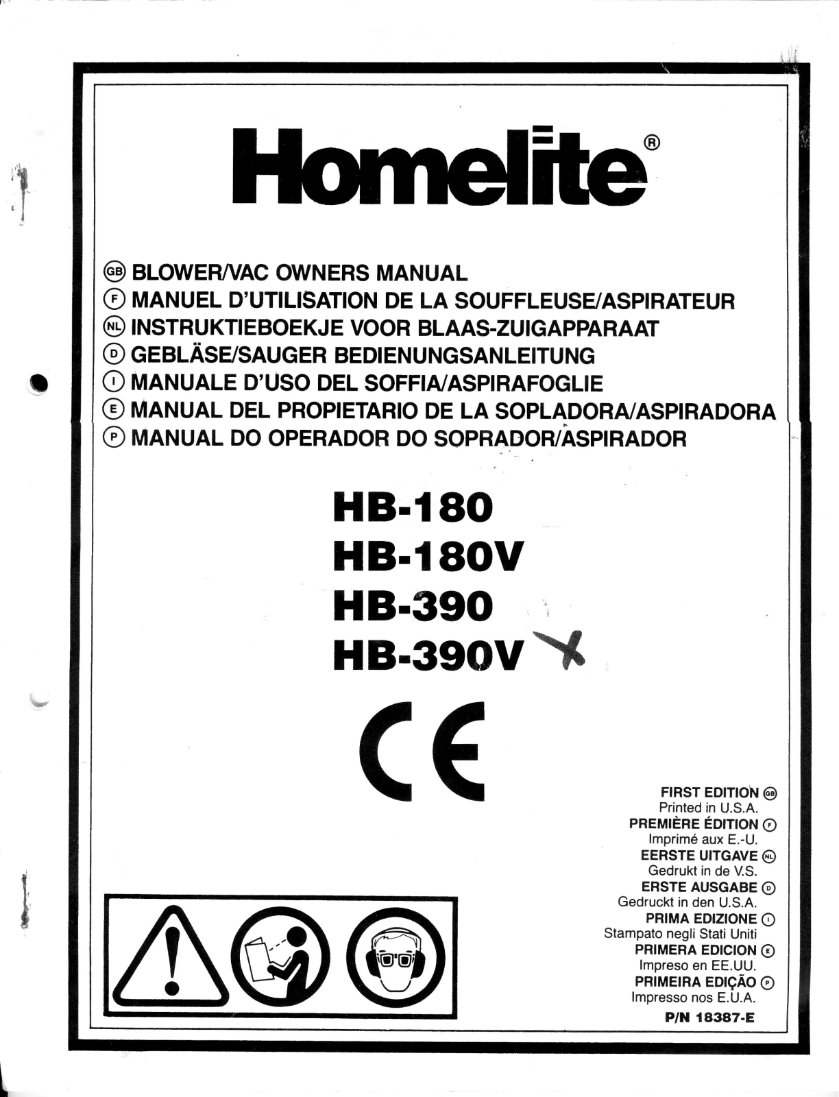 HOMELITE BX-90, HB-390, HB-390V, HB-390VI, PHB 3000 User Manual