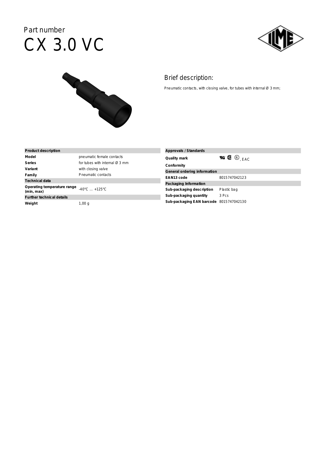 ILME CX-3.0VC Data Sheet