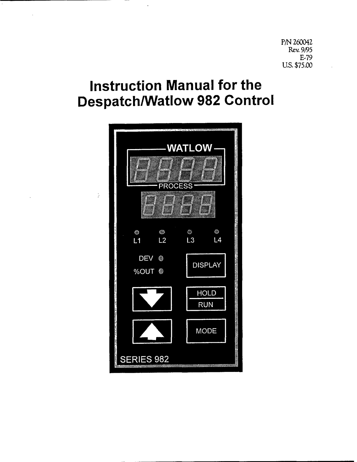 Blodgett 982 Installation Manual