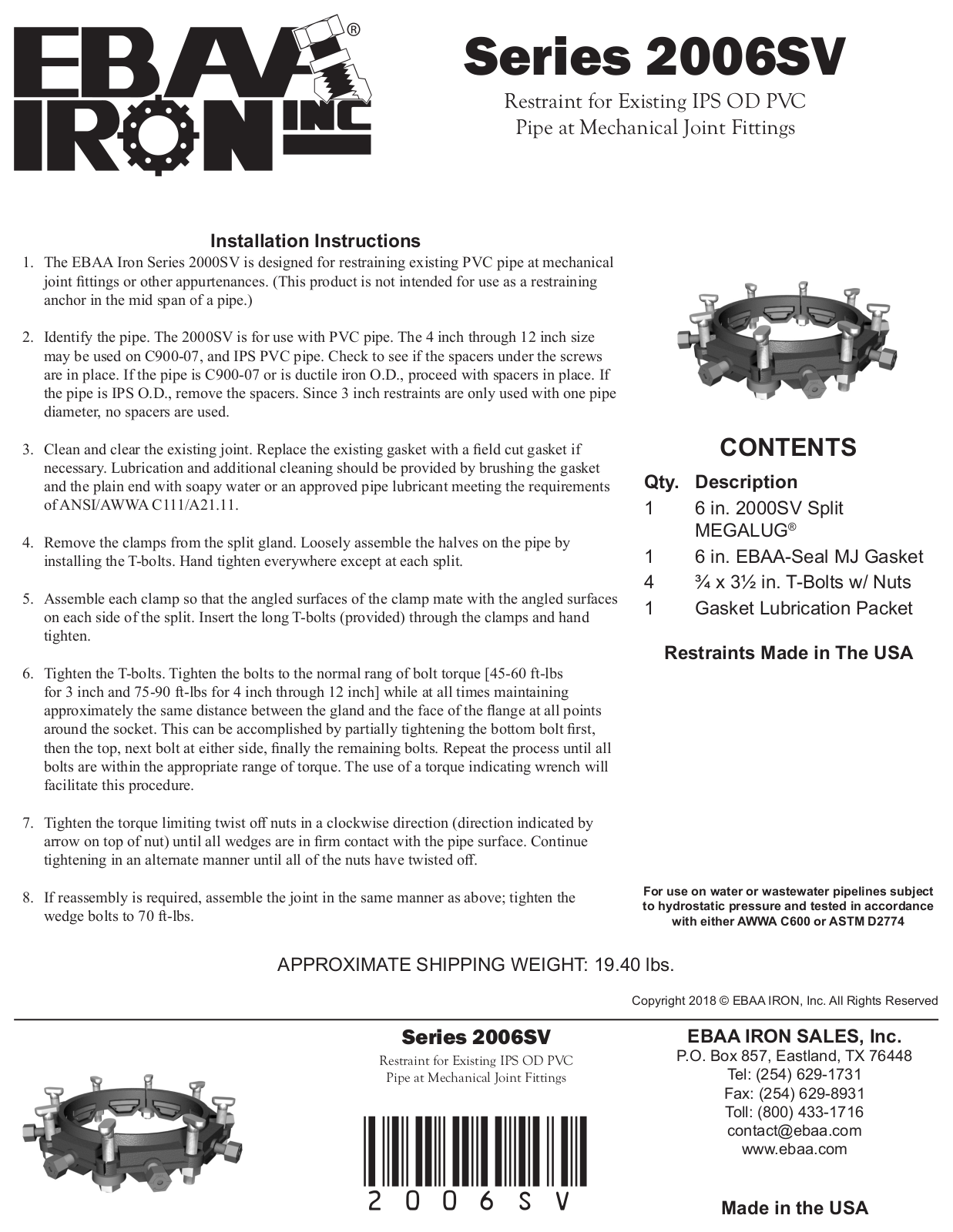 EBAA Iron 2006SV Installation Manual