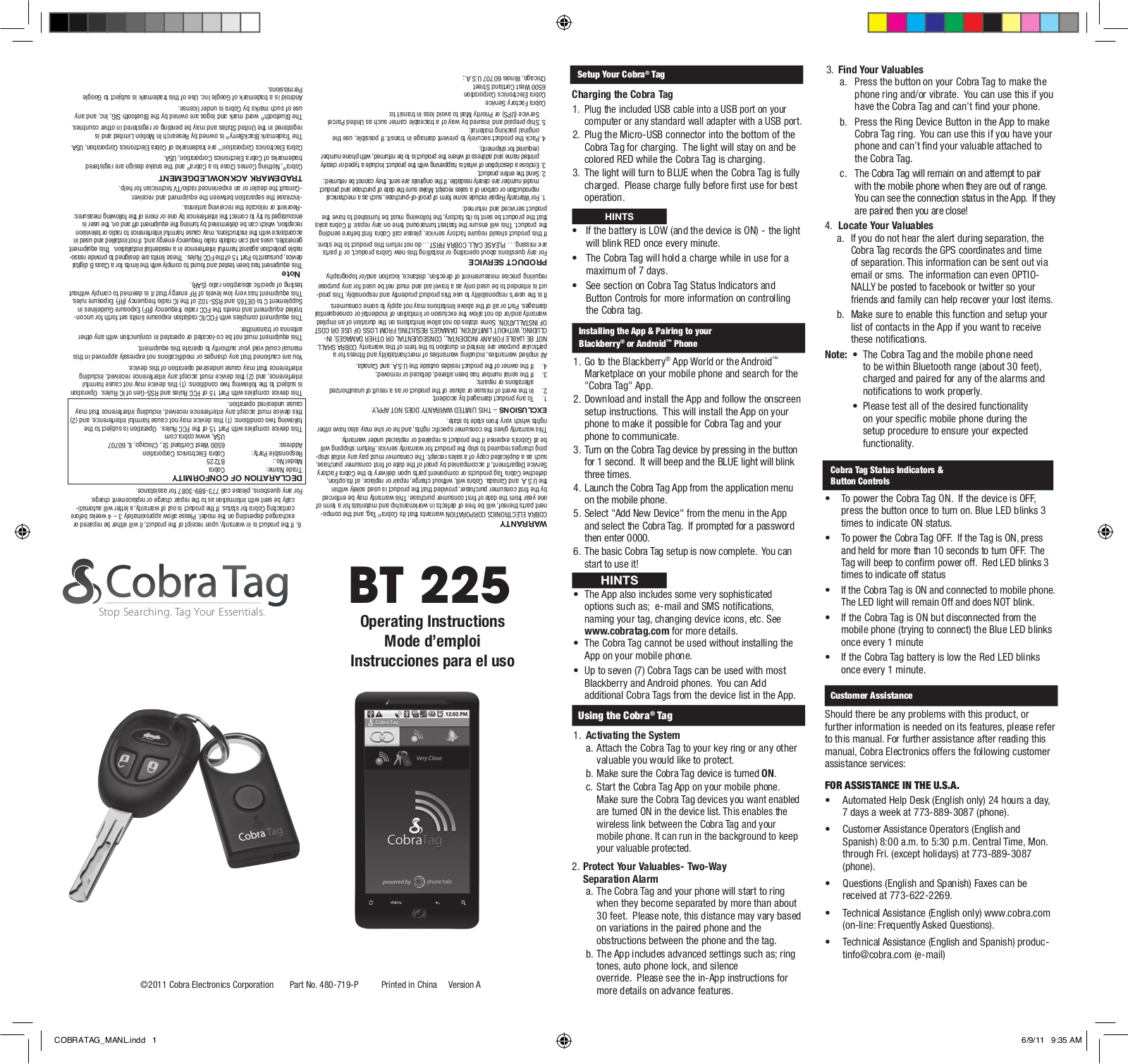 Cobra Electronics TAG1A Users manual