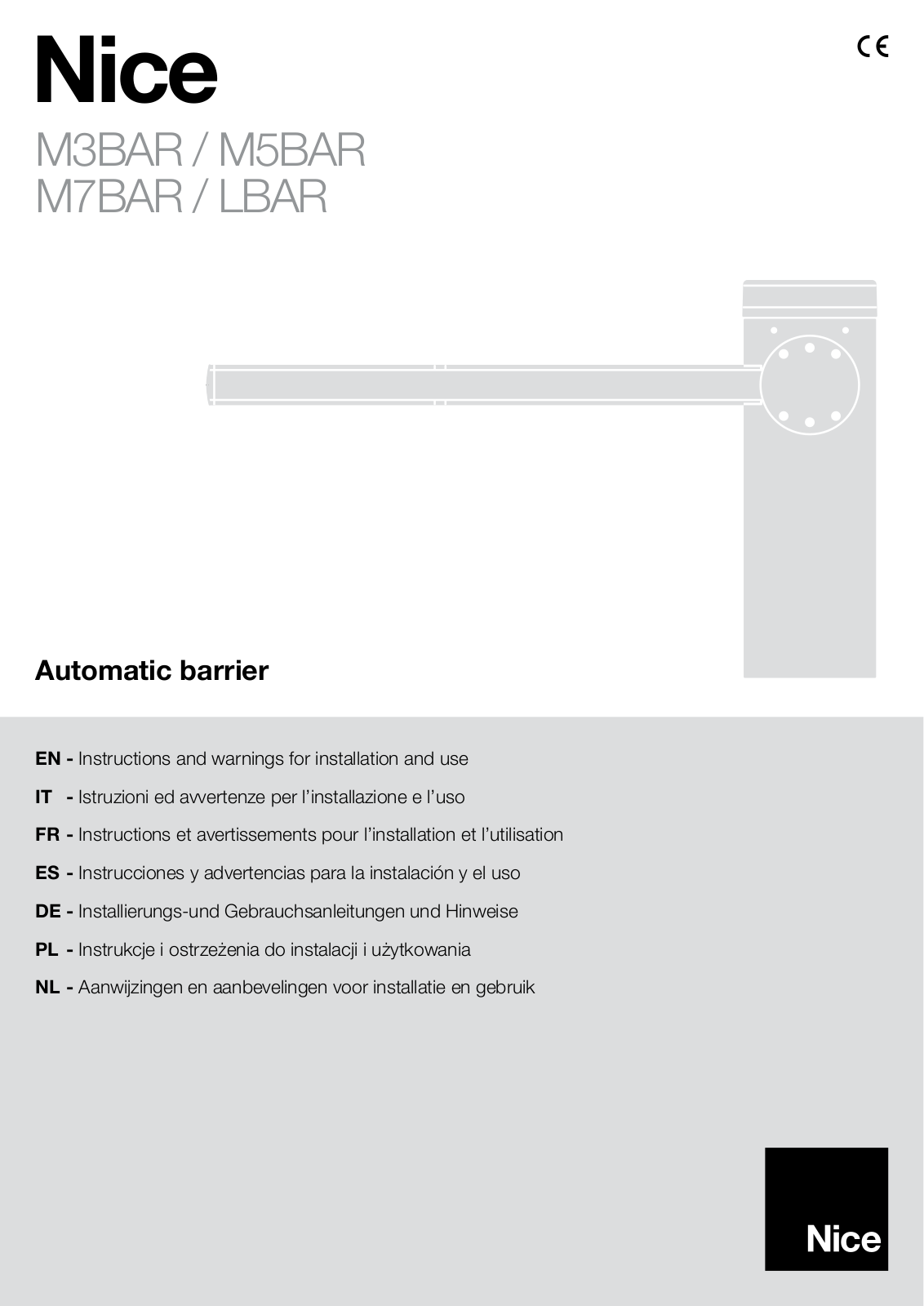 Nice Automation M-Bar, L-Bar User Manual