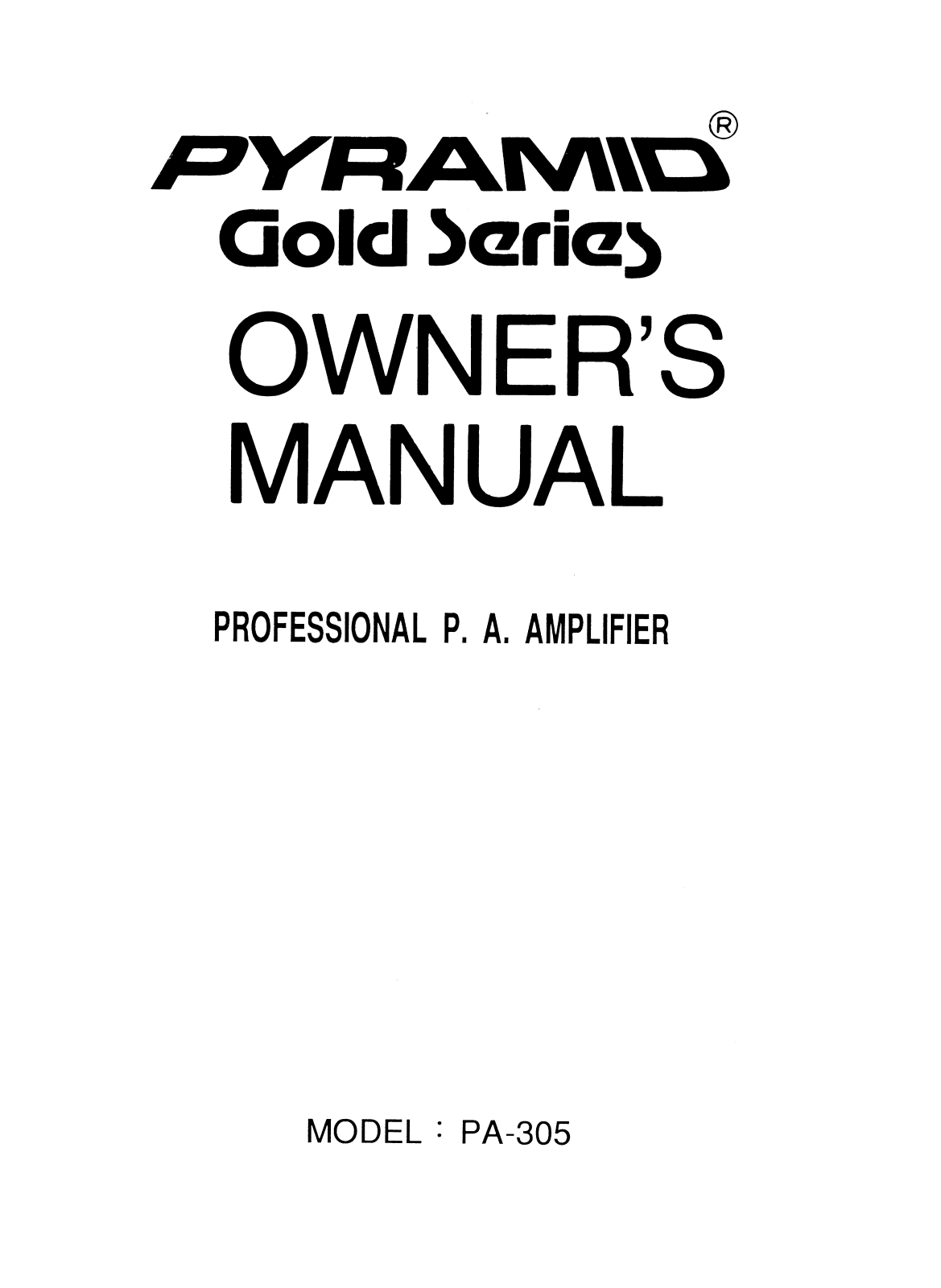 Pyramid Car Audio PA-305 User Manual