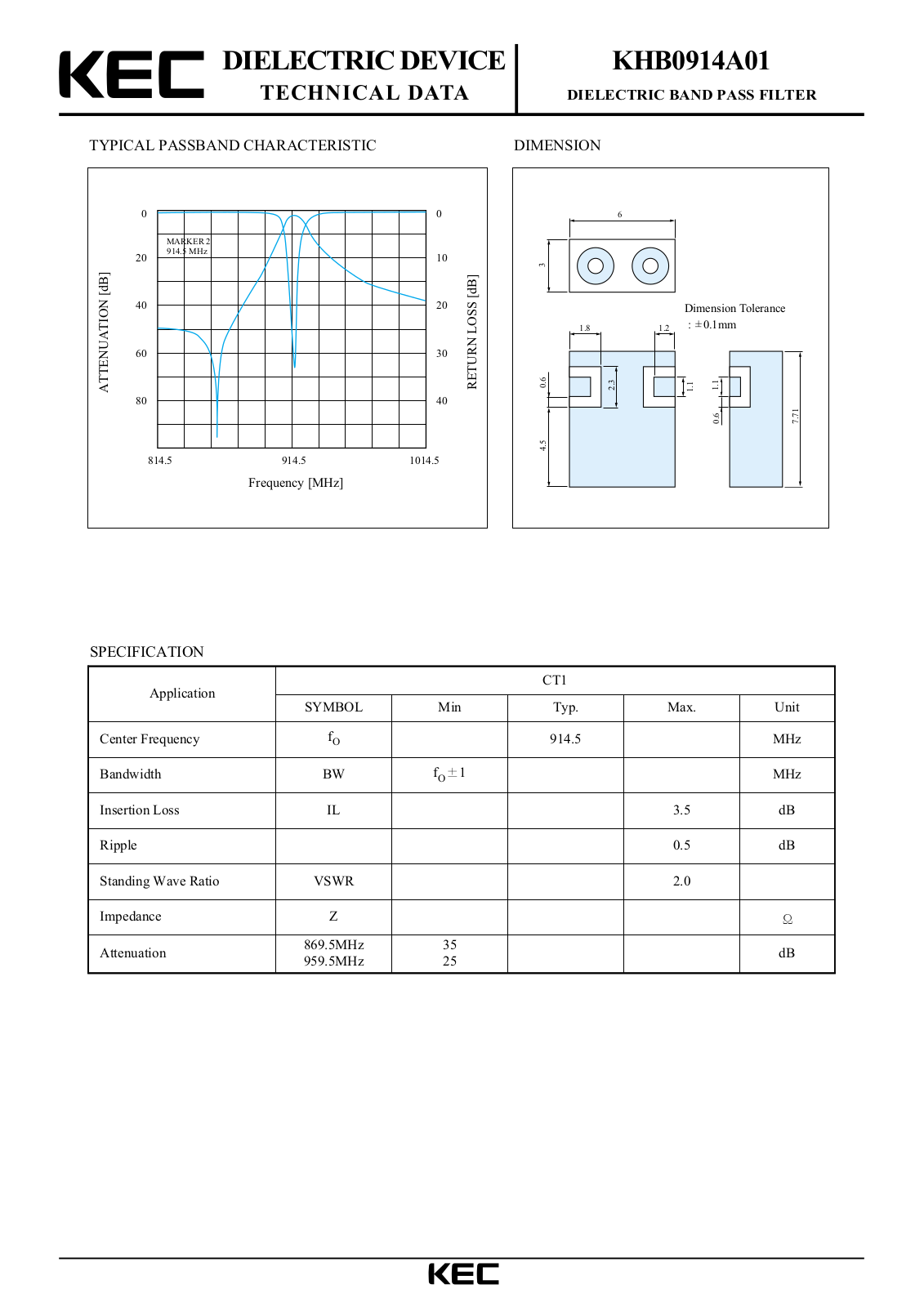 KEC KHB0914A01 Datasheet