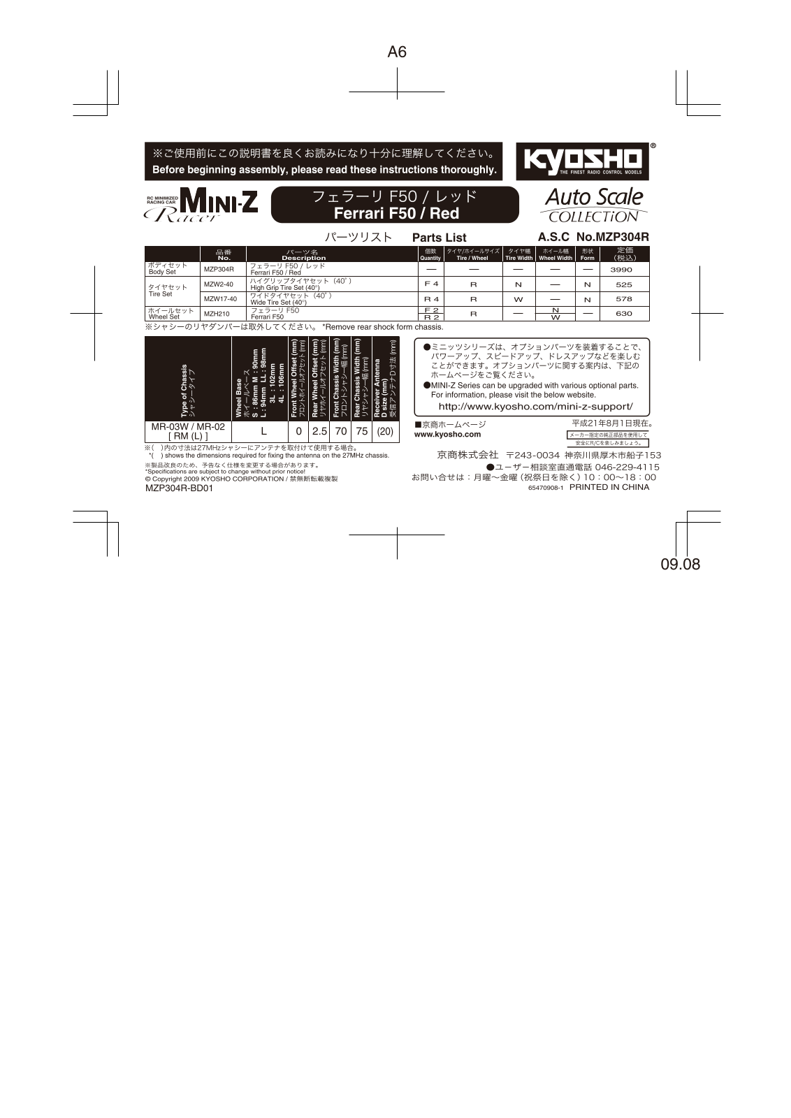 KYOSHO MZP304R User Manual