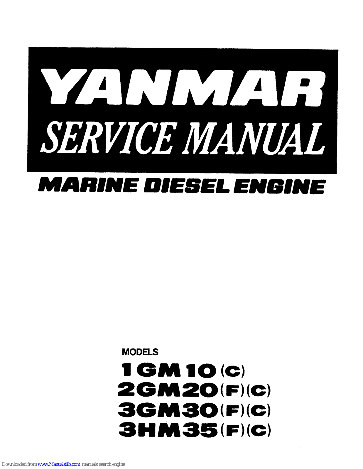 Yanmar 2GM20, 1GM10C, 2GM20F, 3GM30, 3GM30F Service Manual