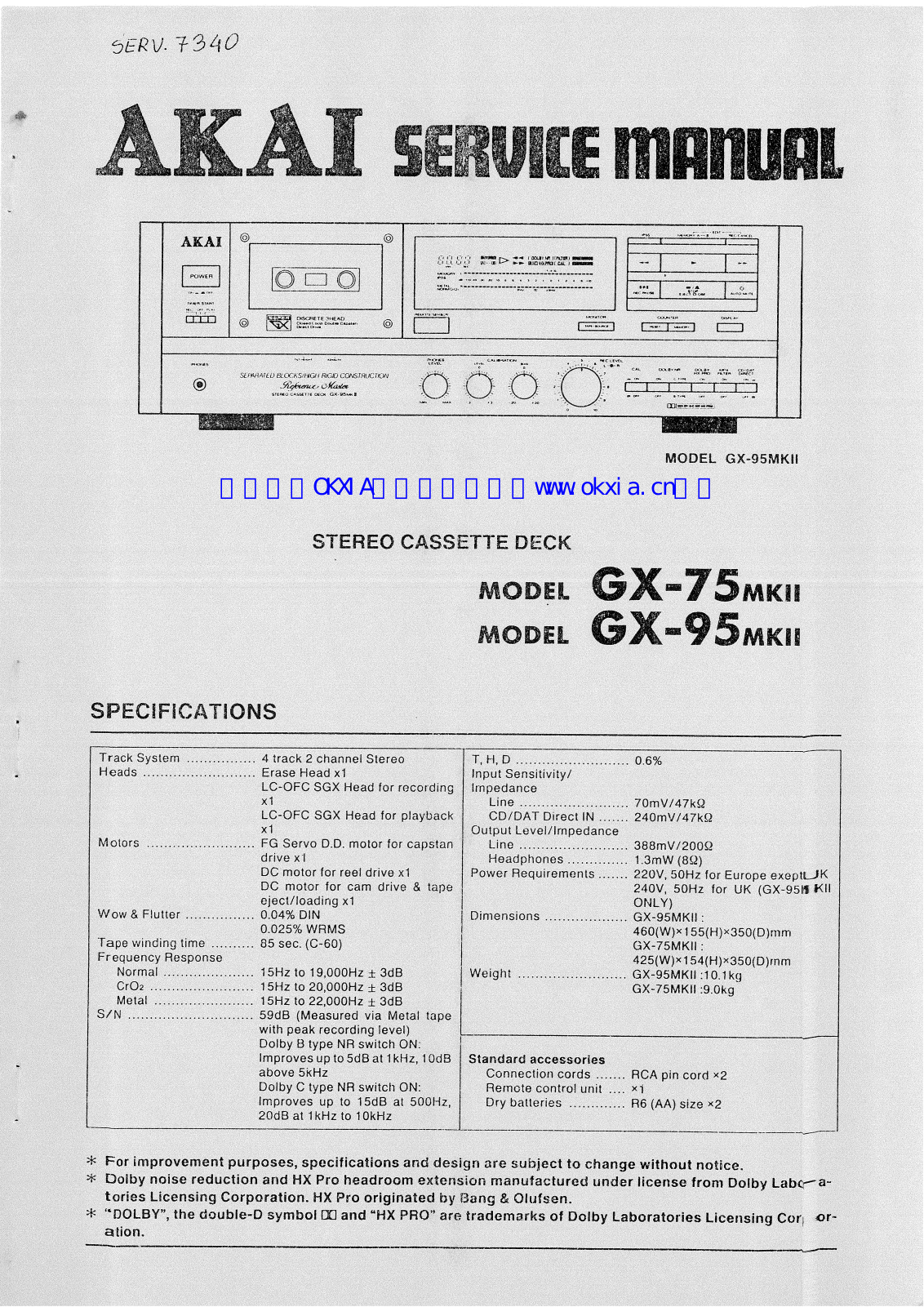 Akai GX-75, GX-95 Service Manual