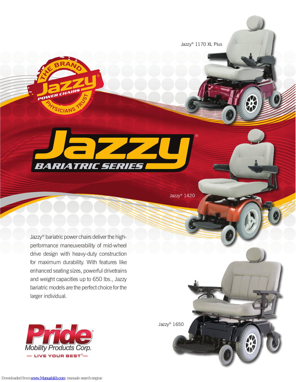 Pride 1170 XL Plus, Jazzy 1170 XL Plus, Jazzy 1420, Jazzy 1650 Specification - ManualMachine.com