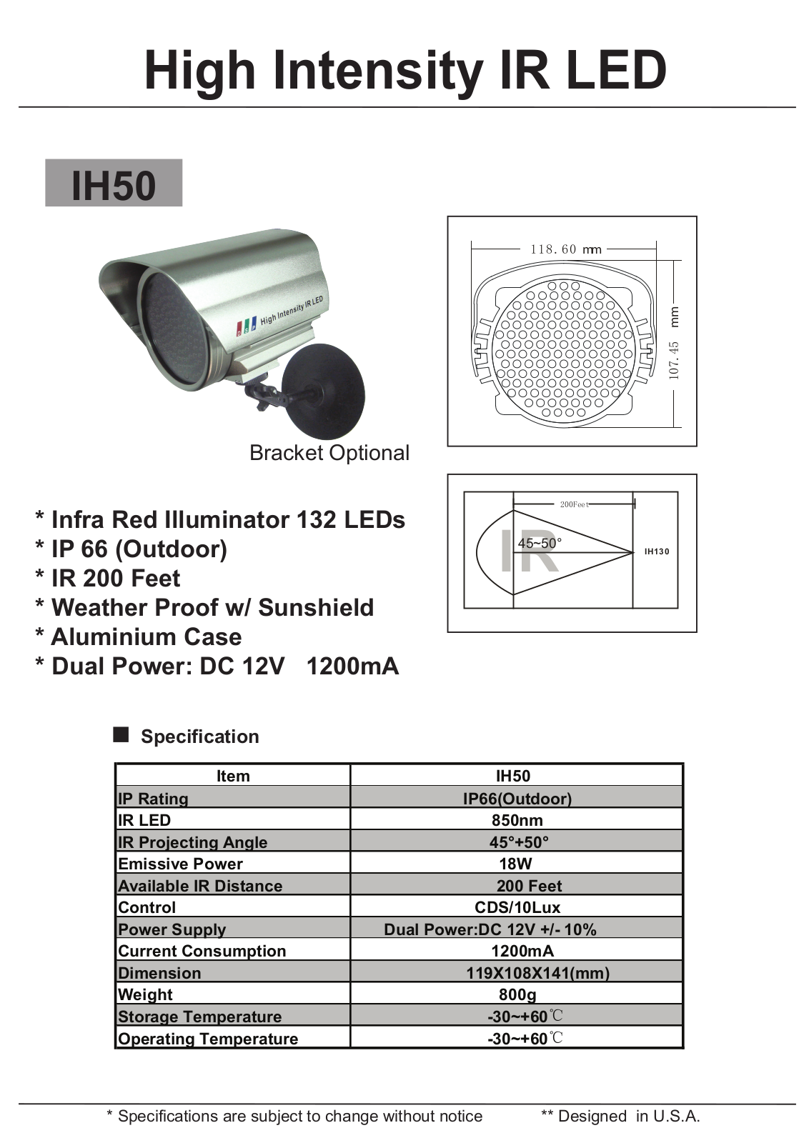 COP-USA IH50 Specsheet