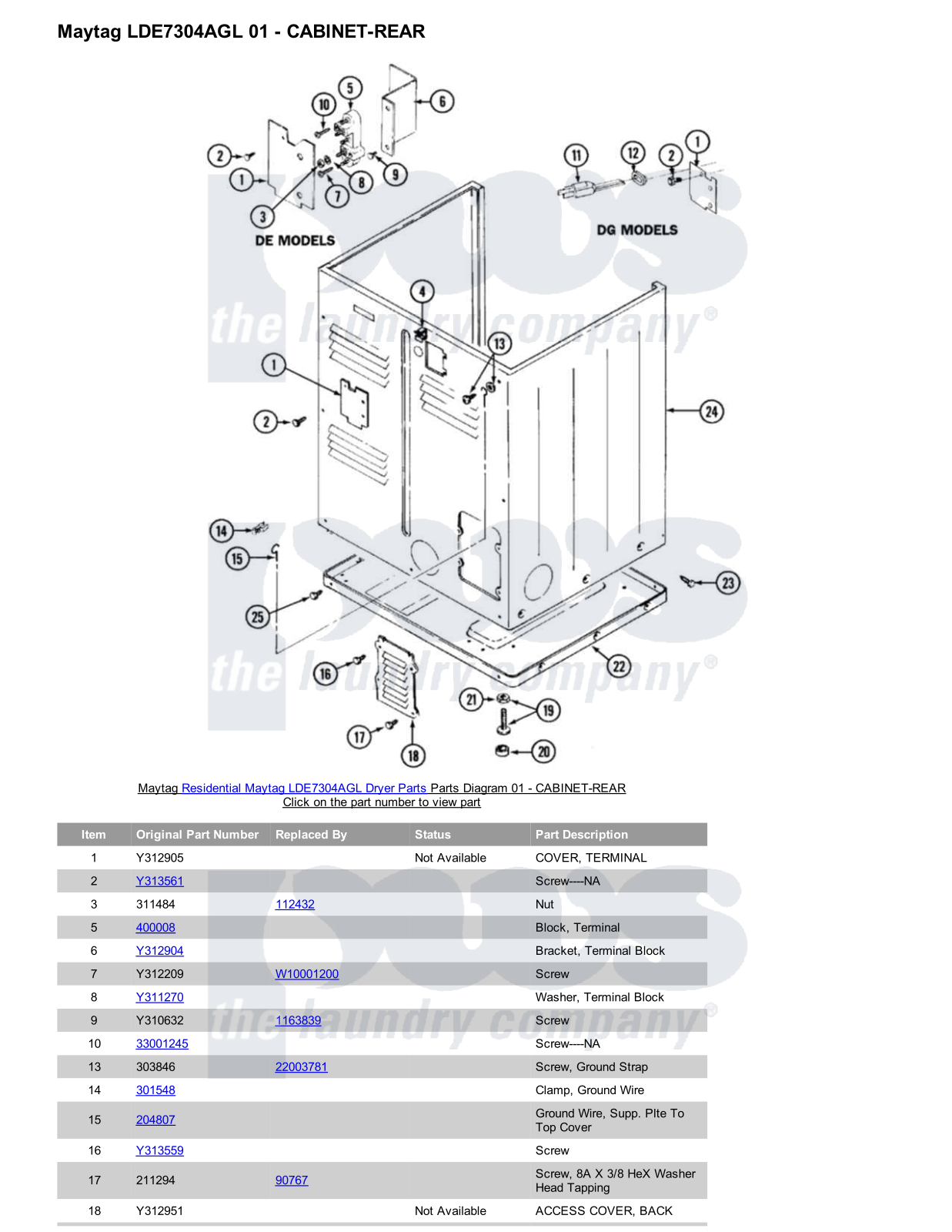 Maytag LDE7304AGL Parts Diagram