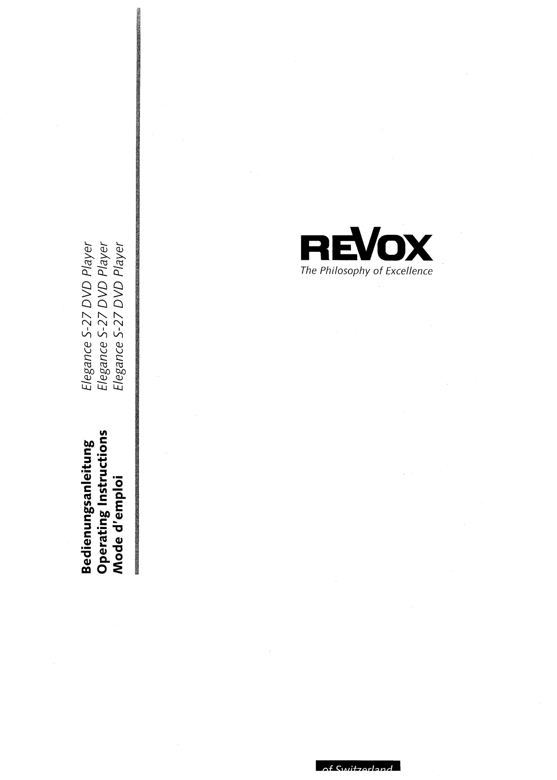 Revox S-27 Owners manual